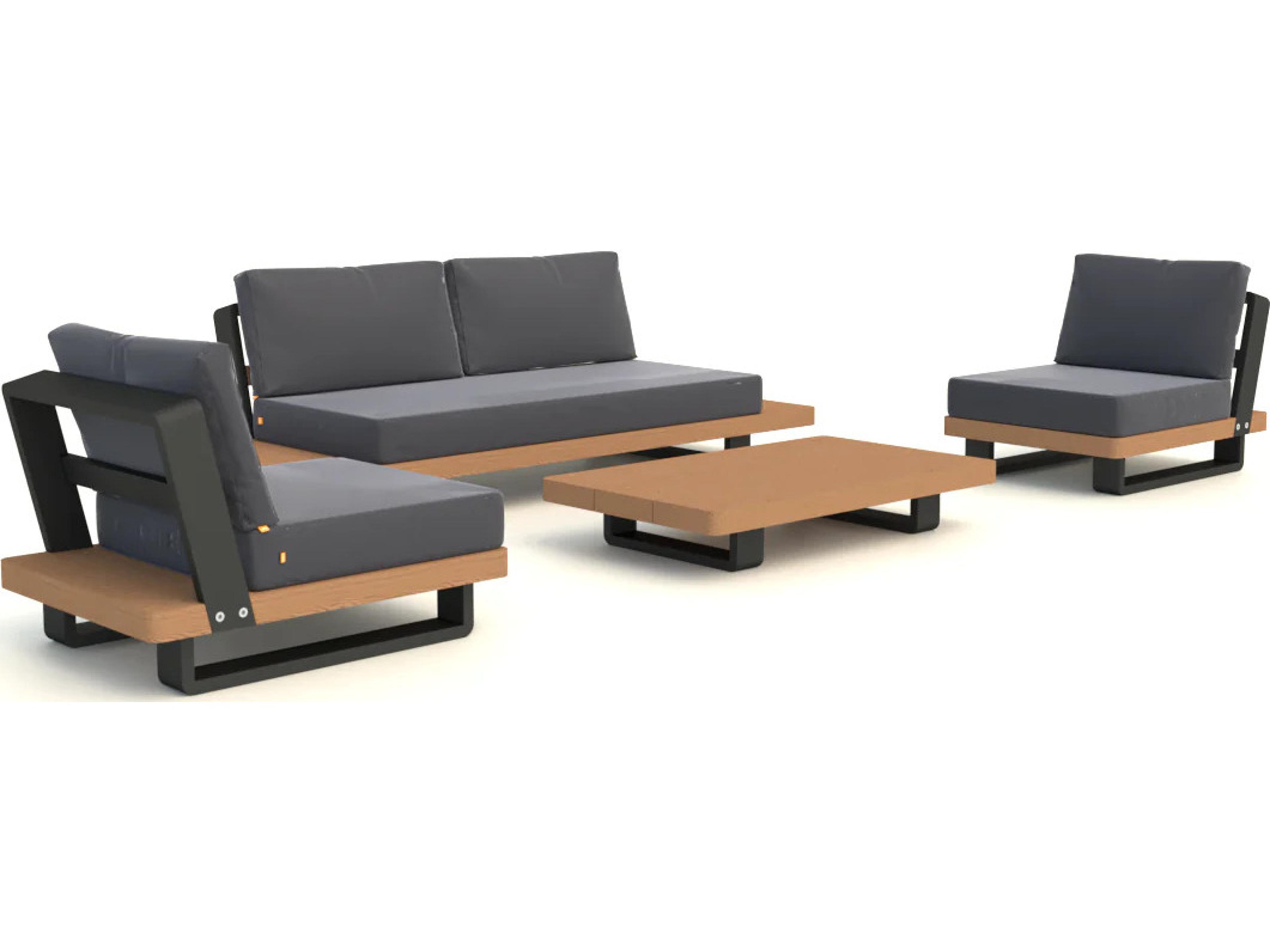 Kettler Fitz Roy Aluminum Lava Modular Outdoor Patio Lounge Chair in Natte Charcoal