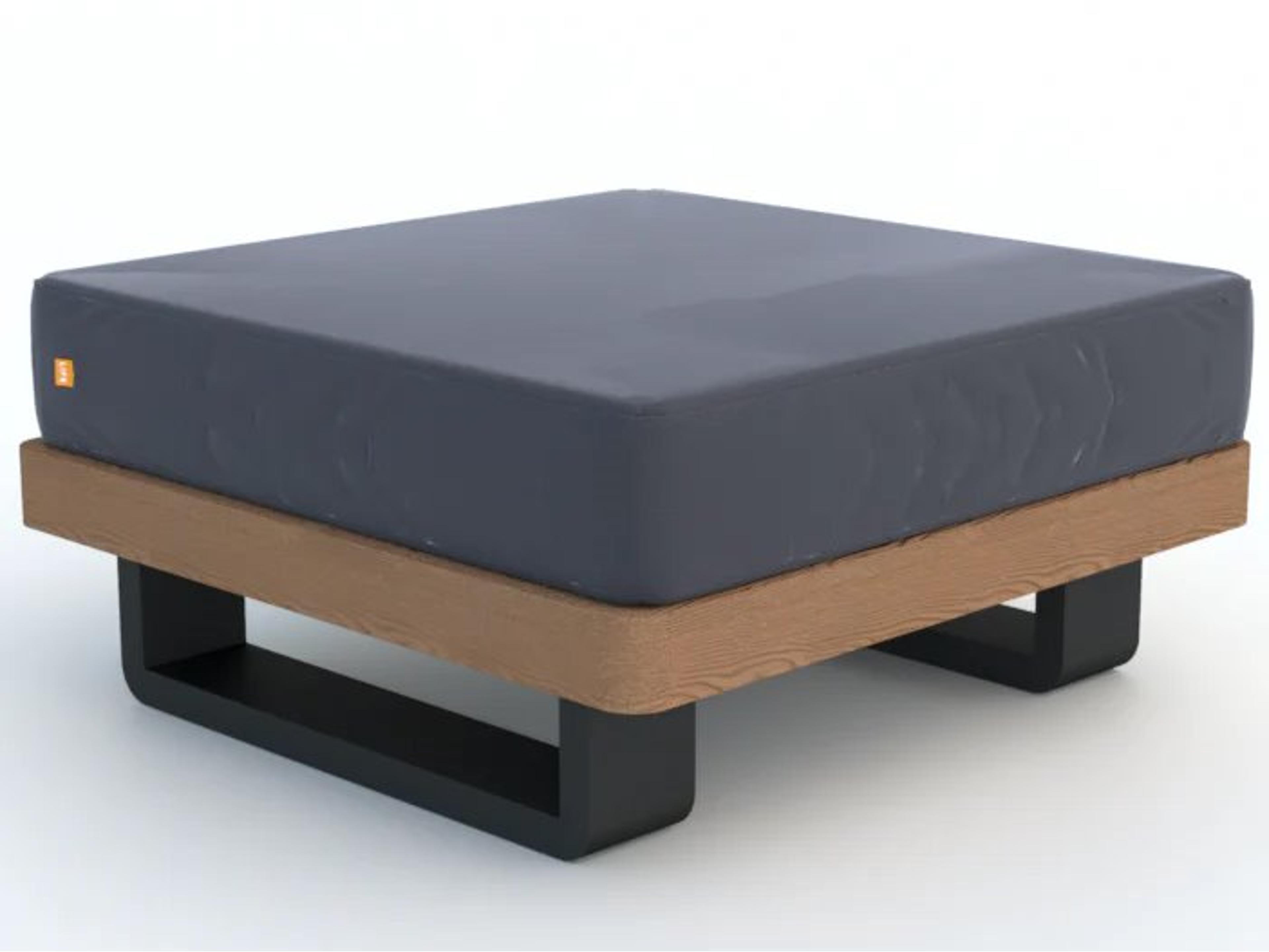 Fitz Roy Aluminum Lava Patio Ottoman in Natte Charcoal