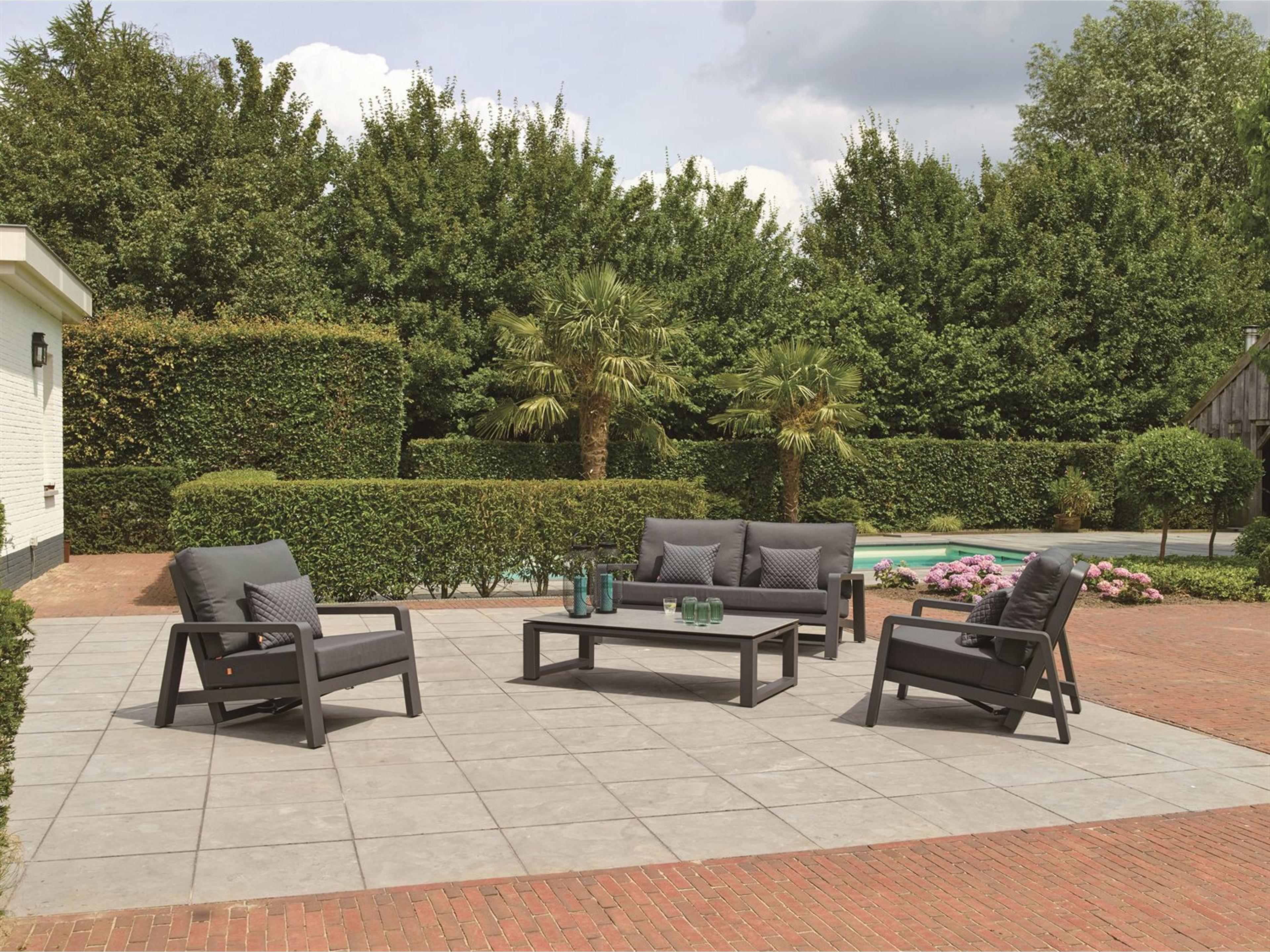 Boston Select Cushion Aluminum Lava Outdoor Lounge Set in Natte Charcoal