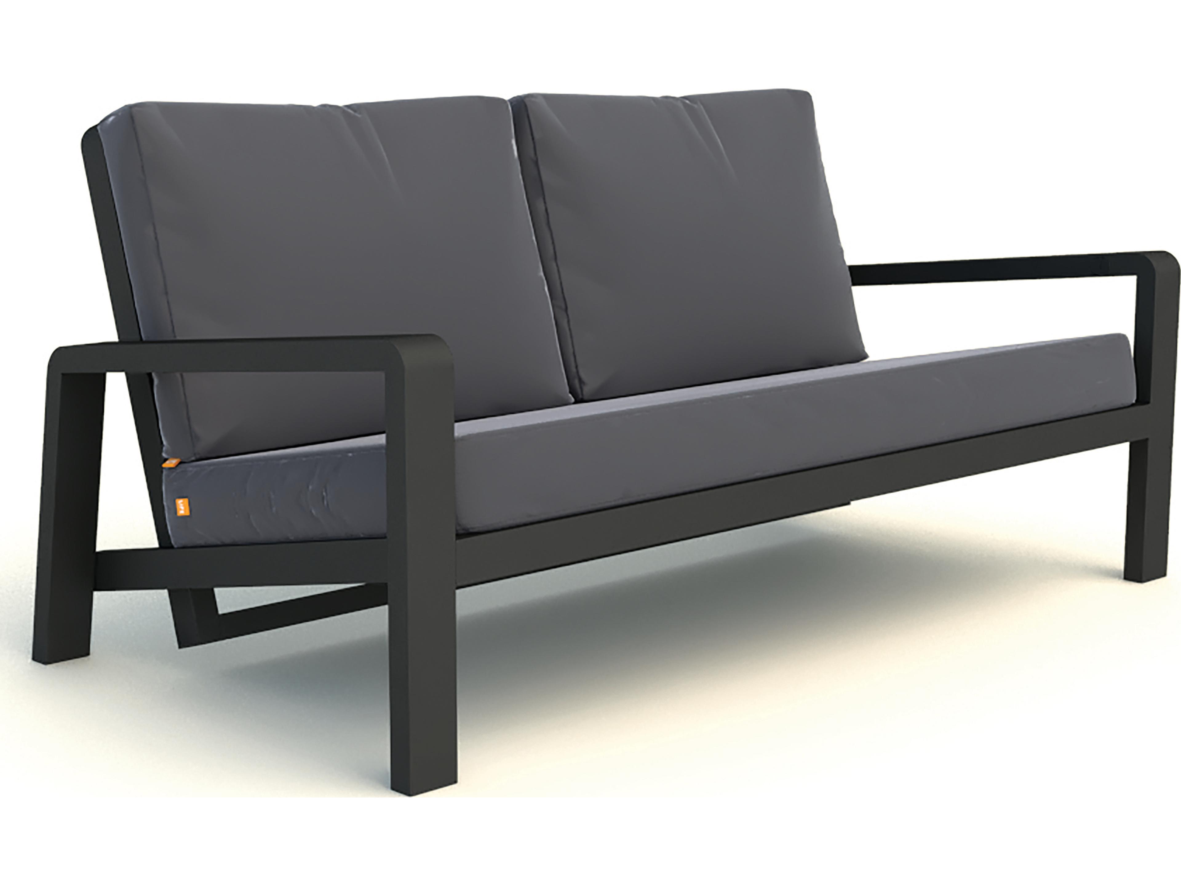 Boston Select Aluminum Lava Reclining Patio Loveseat in Natte Charcoal