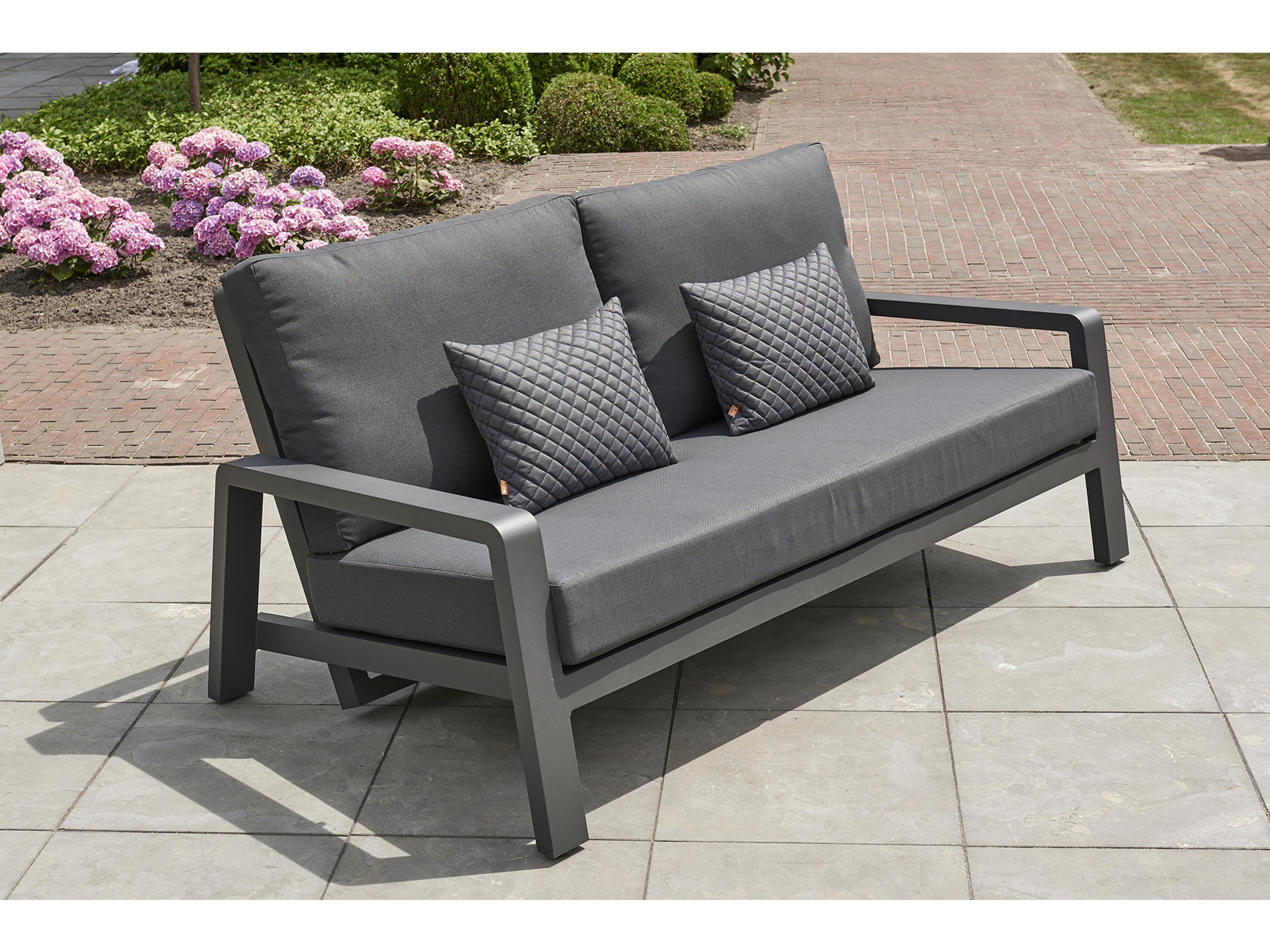 Kettler Boston Select Aluminum Lava Reclining Patio Loveseat in Natte Charcoal