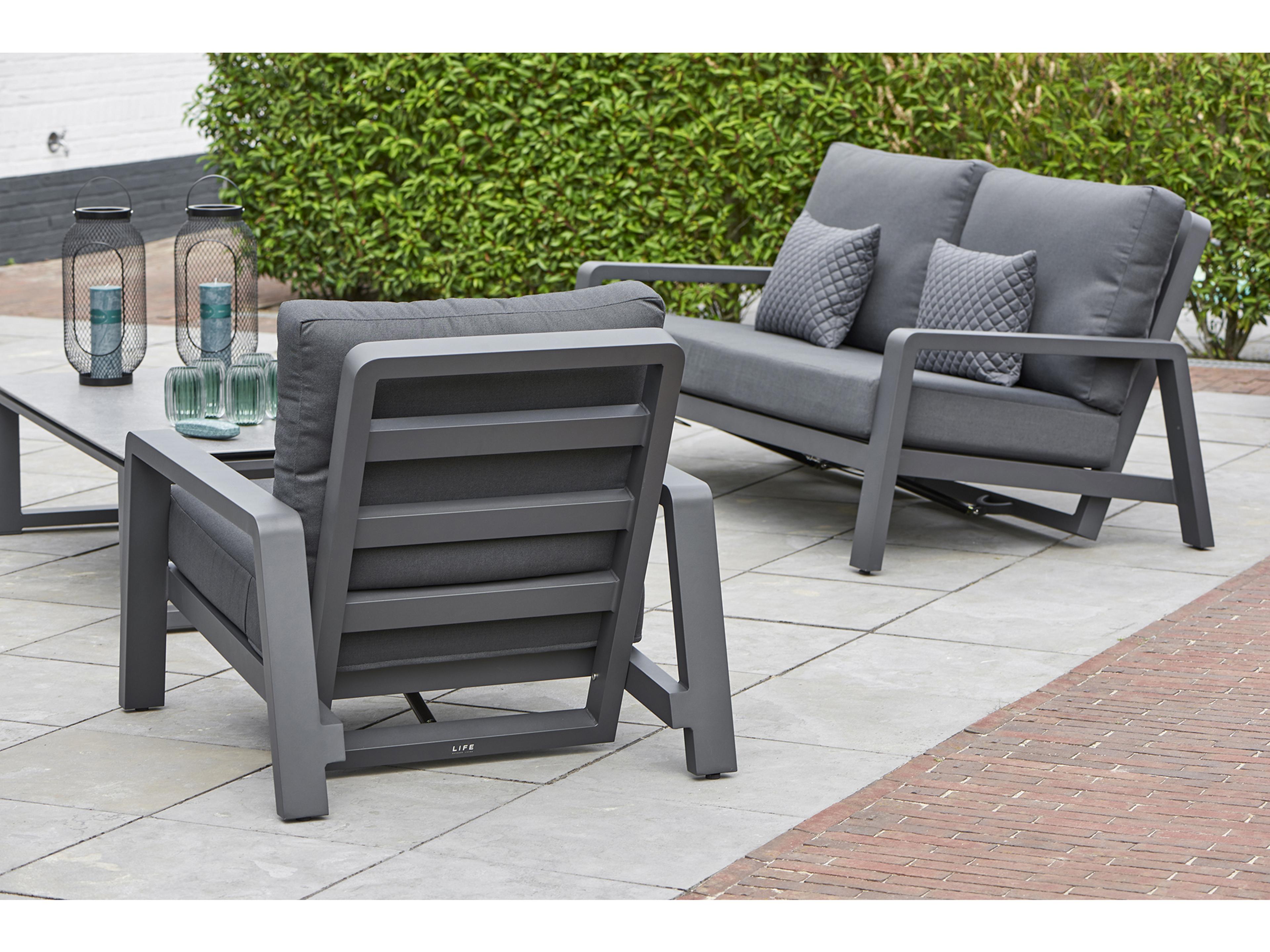 Kettler Boston Select Aluminum Lava Reclining Patio Loveseat in Natte Charcoal