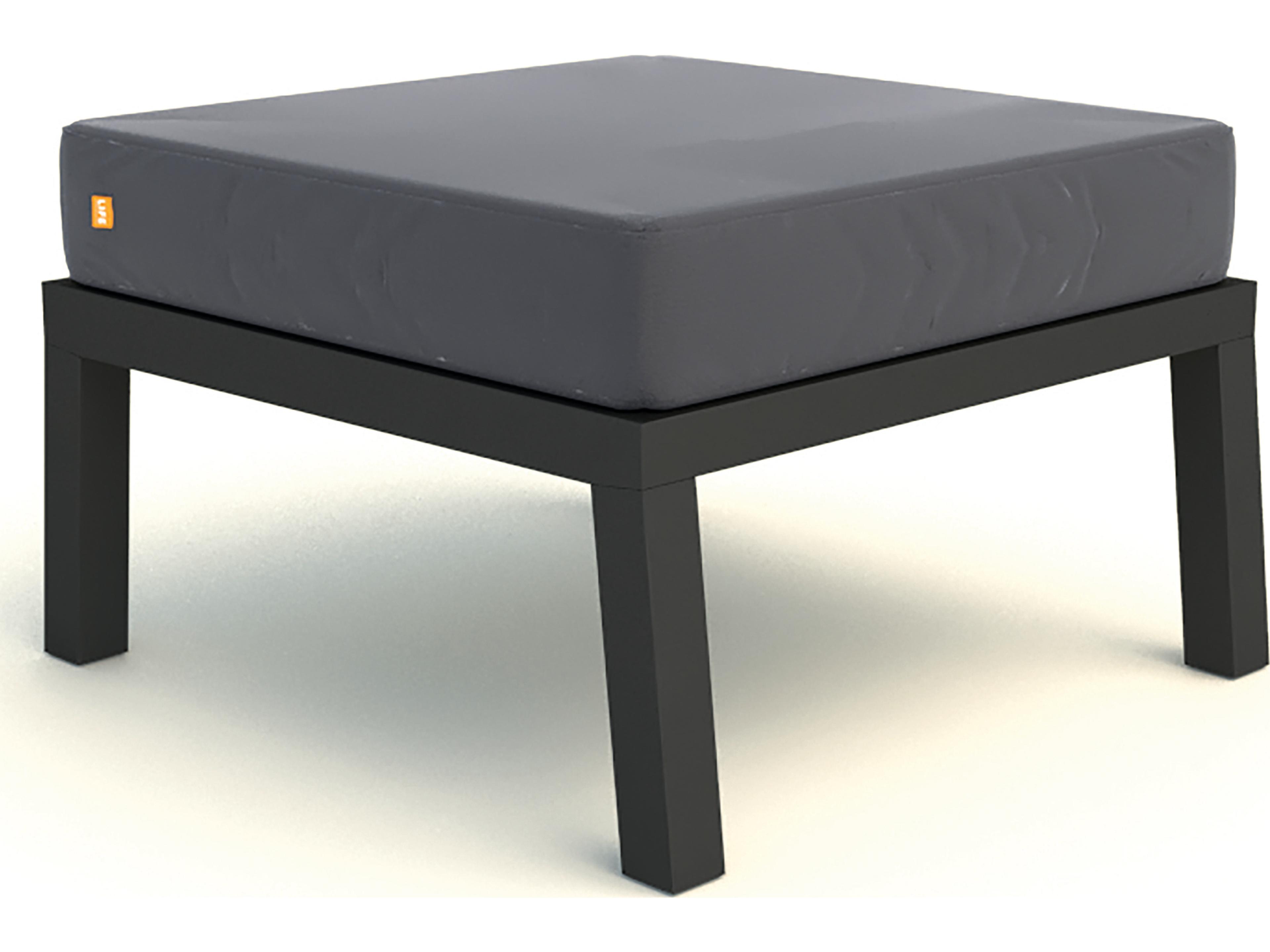 Boston Select Aluminum Lava Outdoor Ottoman in Natte Charcoal