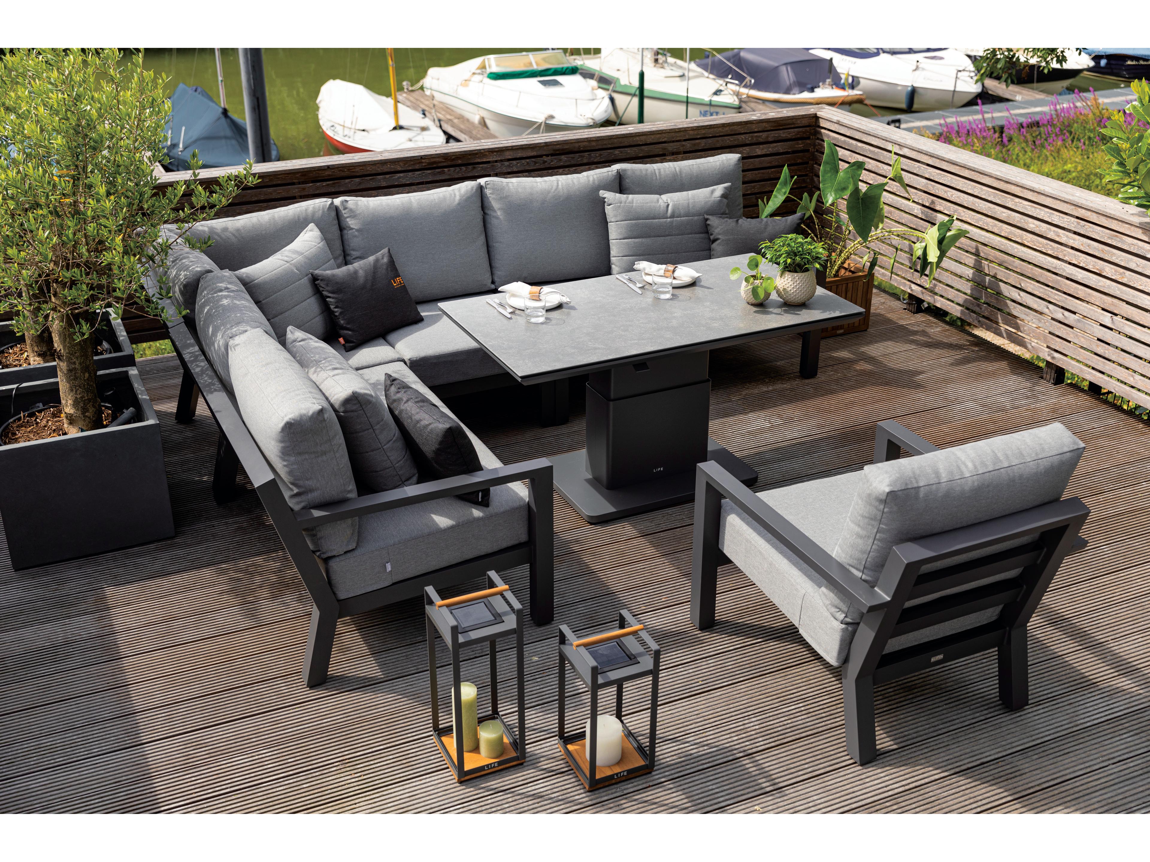Kettler Timber Lava natte Charcoal Aluminum Cushion Lounge Set
