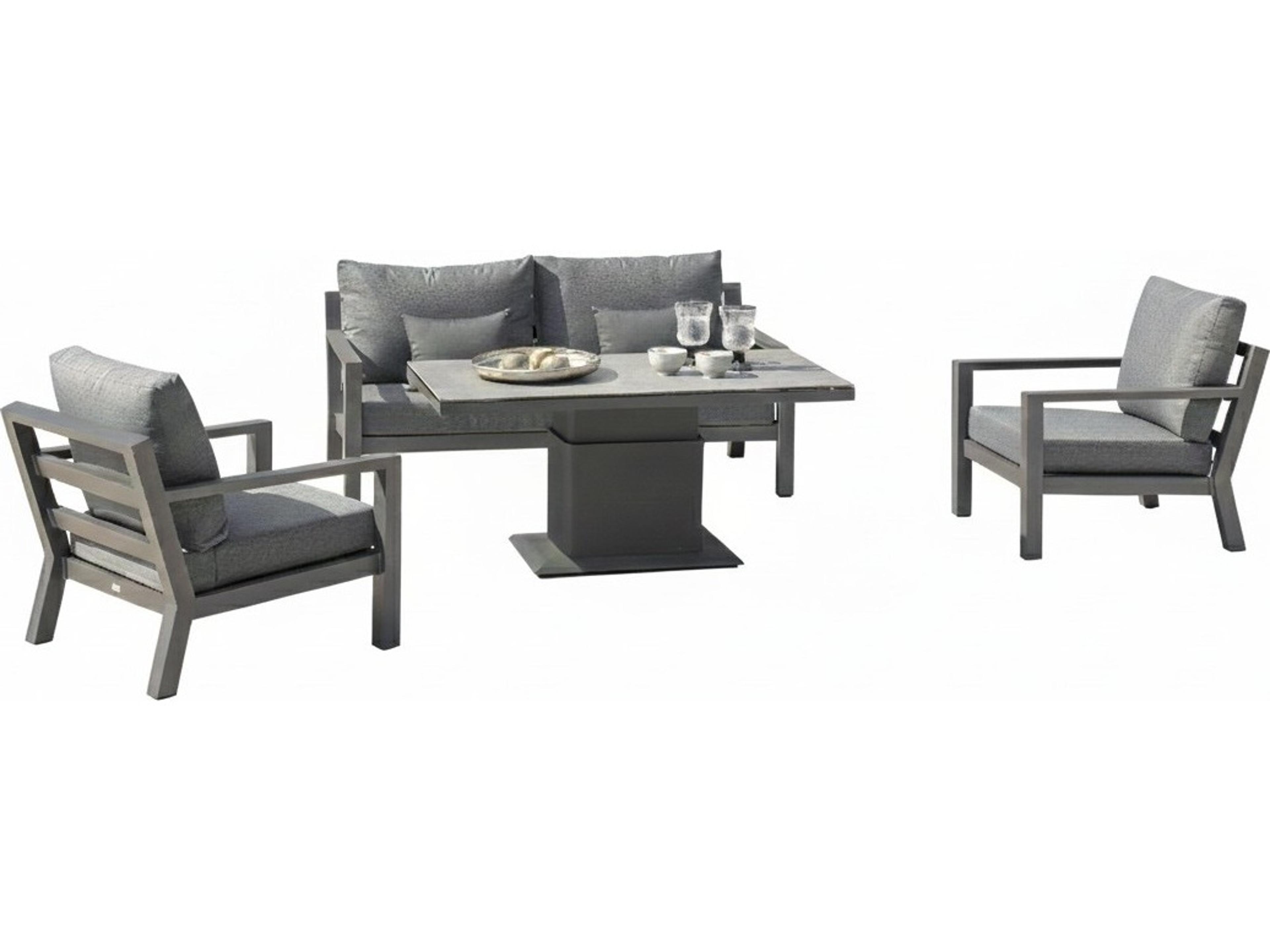 Kettler Timber Lava natte Charcoal Aluminum Cushion Lounge Set