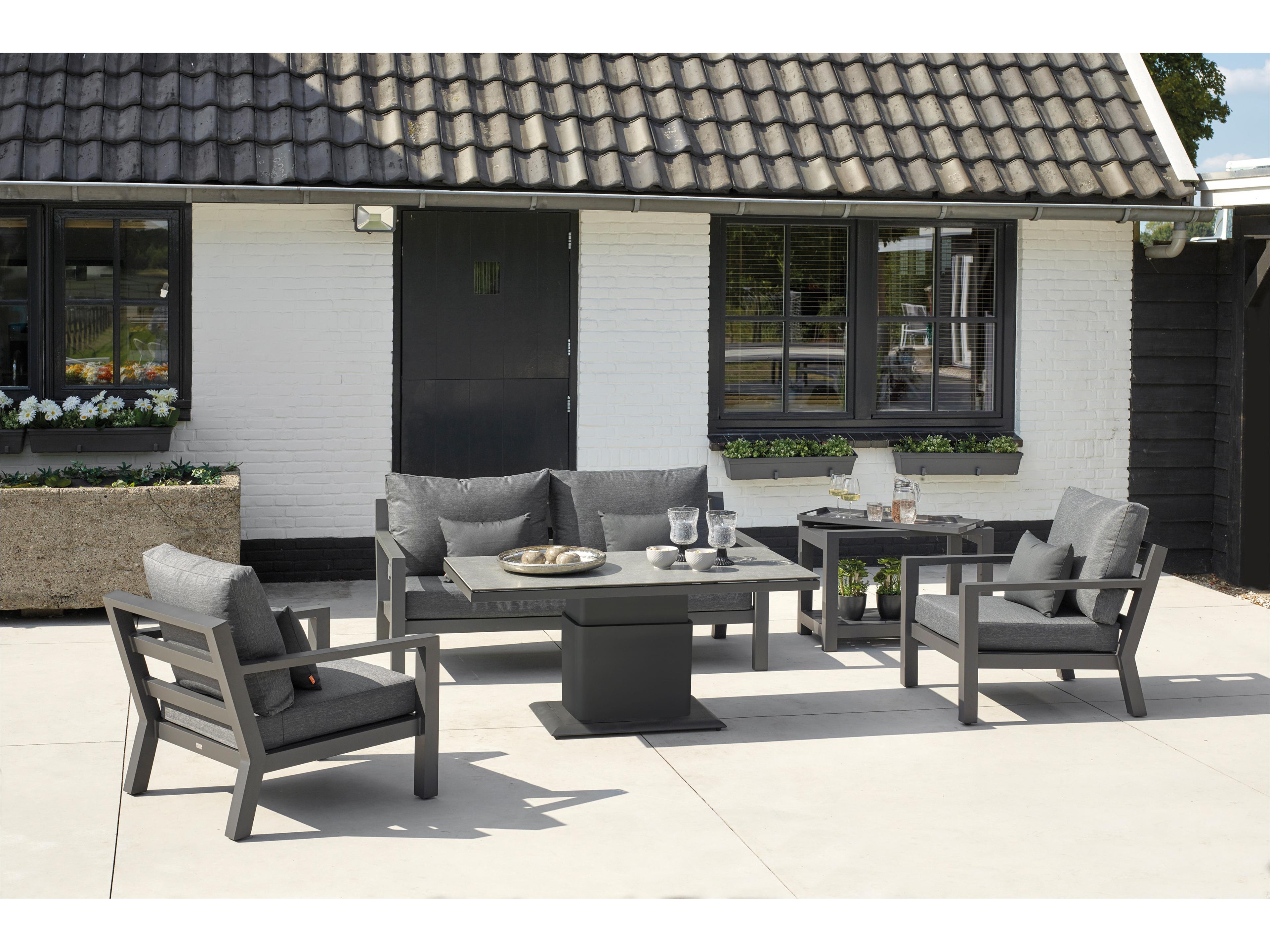 Kettler Timber Lava natte Charcoal Aluminum Cushion Lounge Set