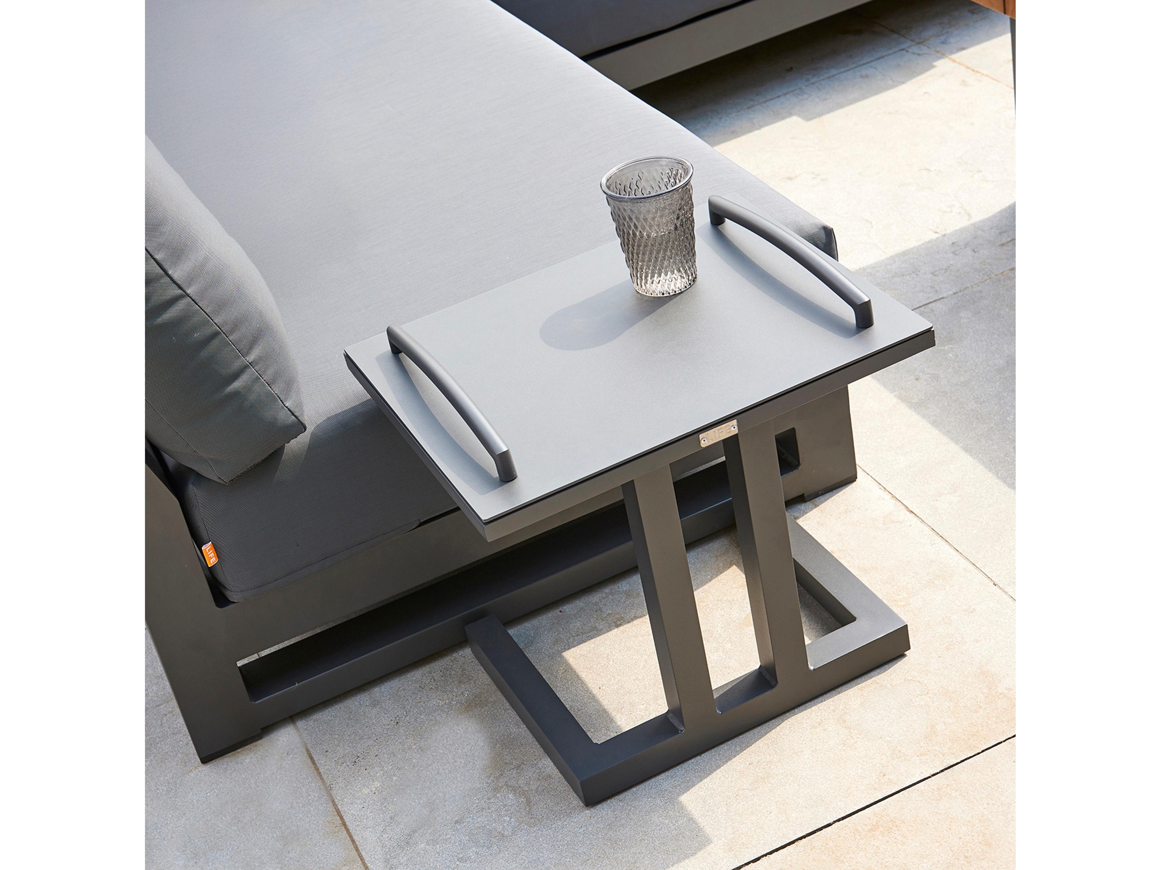 Kettler Life Nevada Lava Canvas Soot Aluminum Cushion Lounge Set