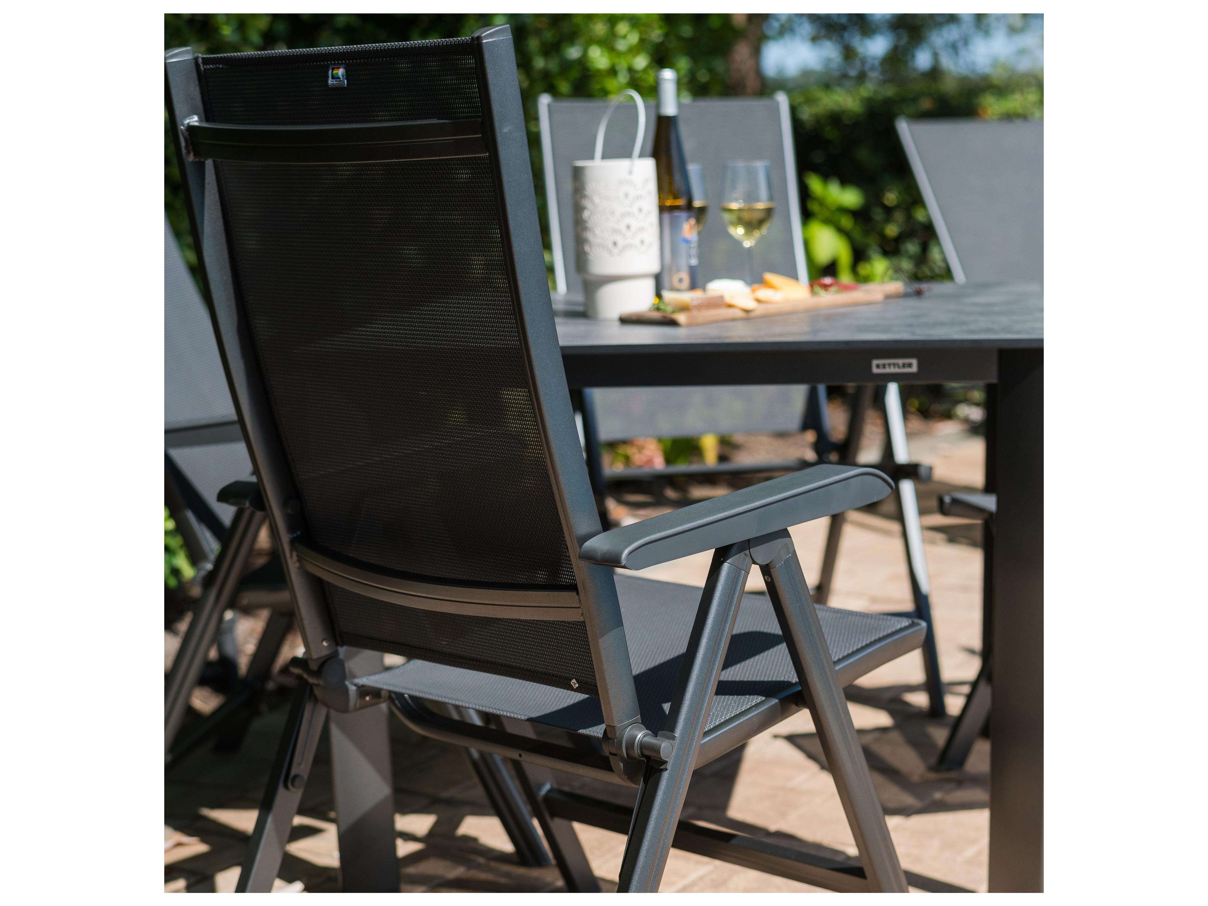 Kettler Basic Plus Sling Aluminum Gray 5 Piece Patio Dining Set in Gray