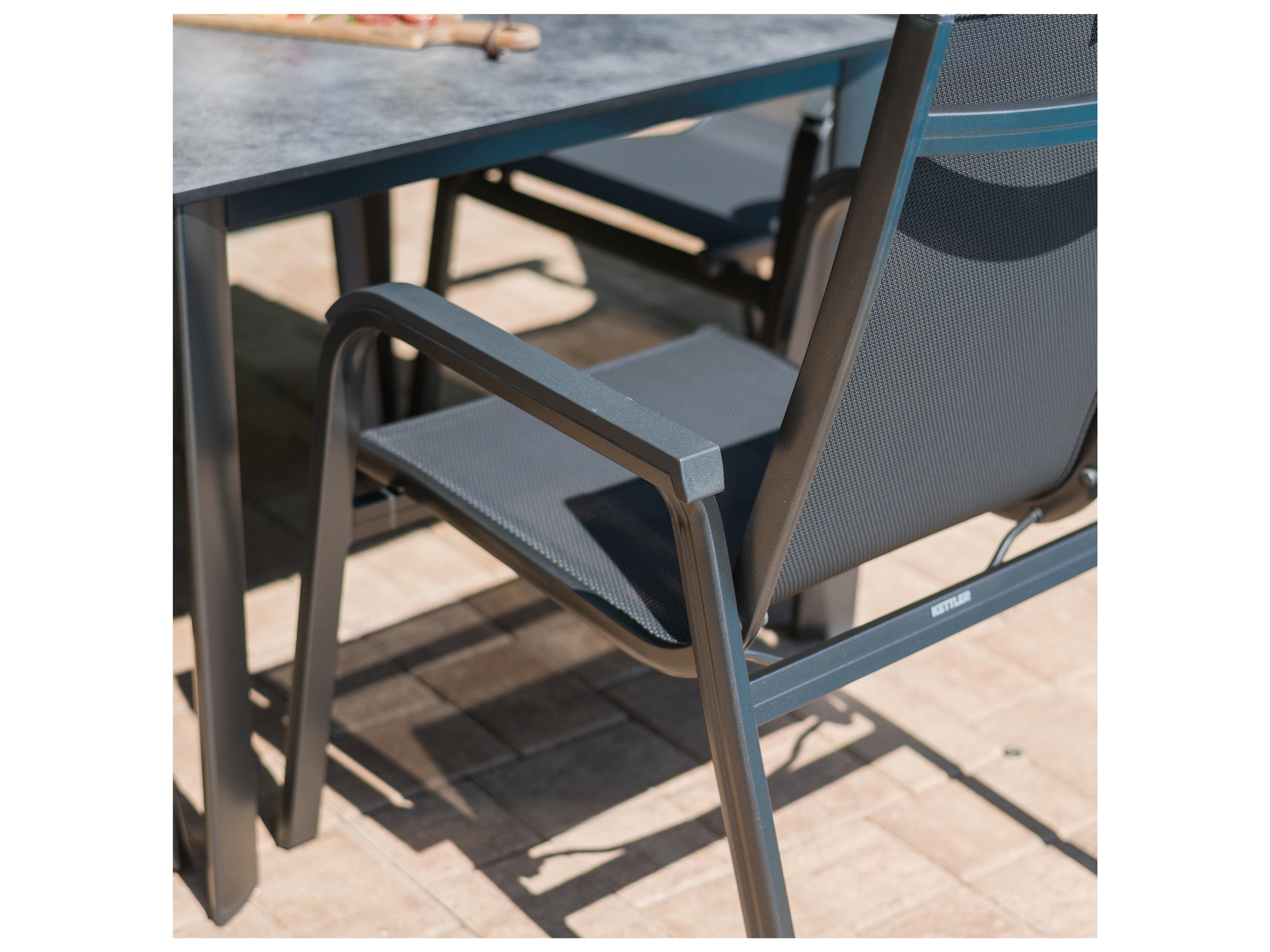 Kettler Basic Plus Sling Aluminum Gray 5 Piece Outdoor Dining Set in Gray