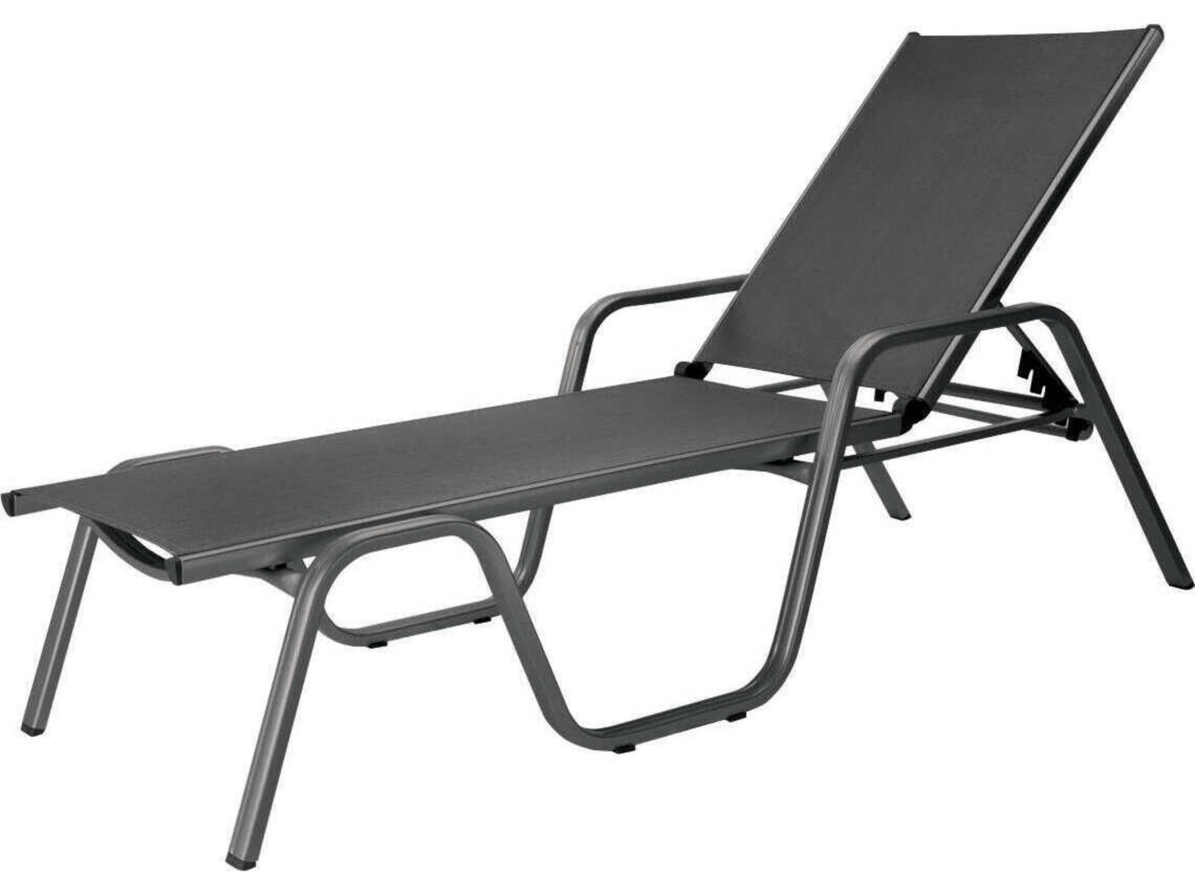 Basic Plus Aluminum Gray Stackable Outdoor Patio Chaise Lounge