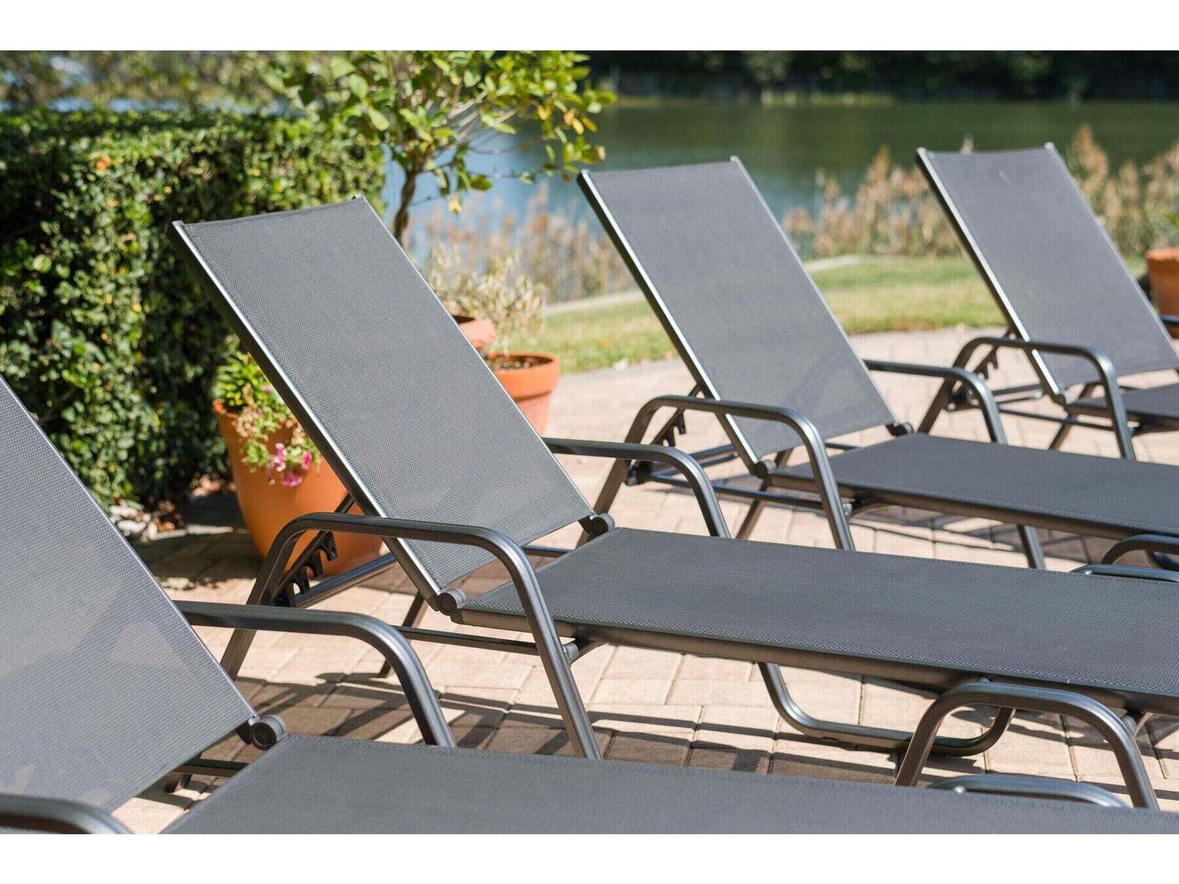 Kettler Basic Plus Aluminum Gray Stackable Outdoor Patio Chaise Lounge