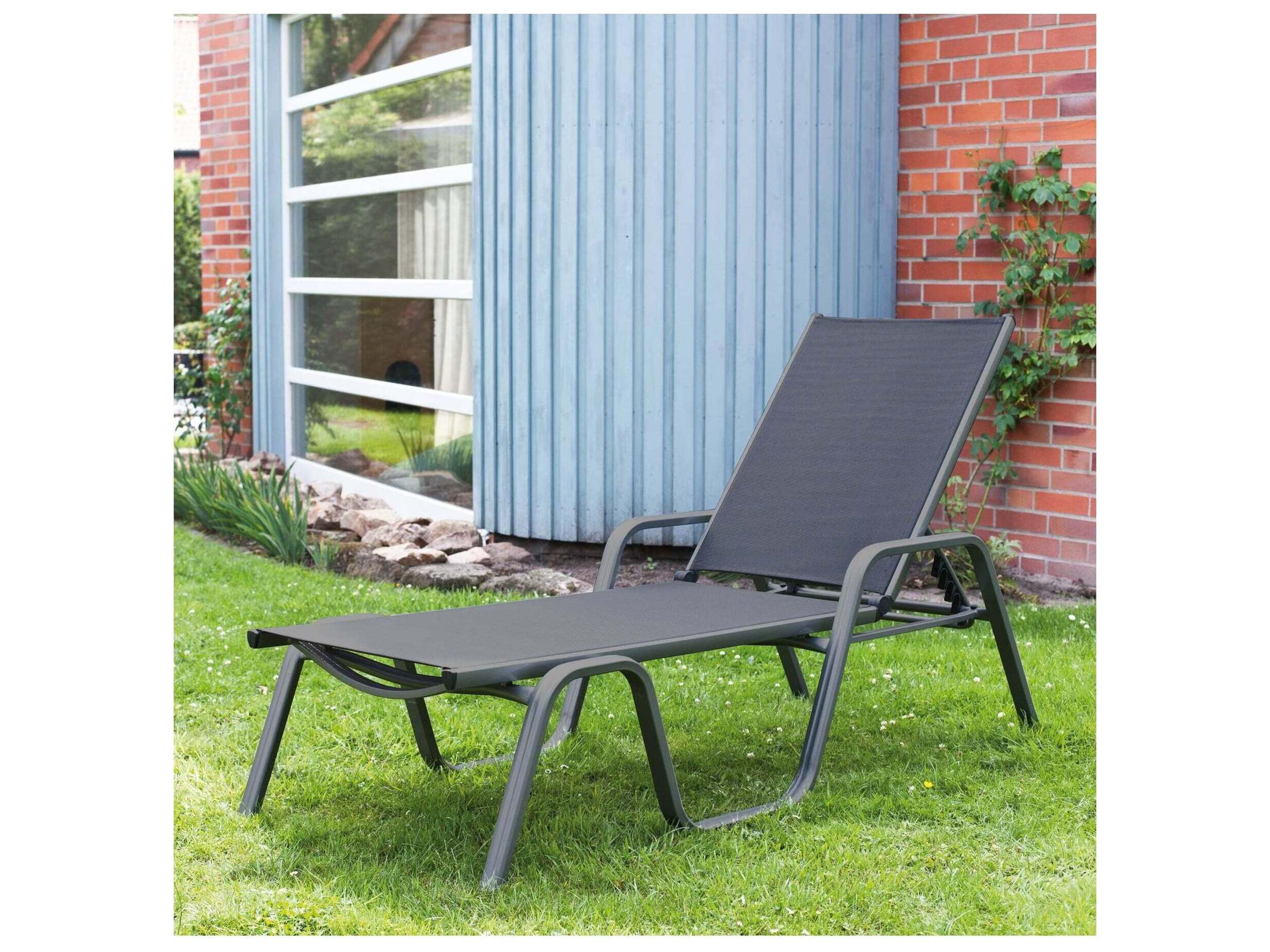 Kettler Basic Plus Aluminum Gray Stackable Outdoor Patio Chaise Lounge