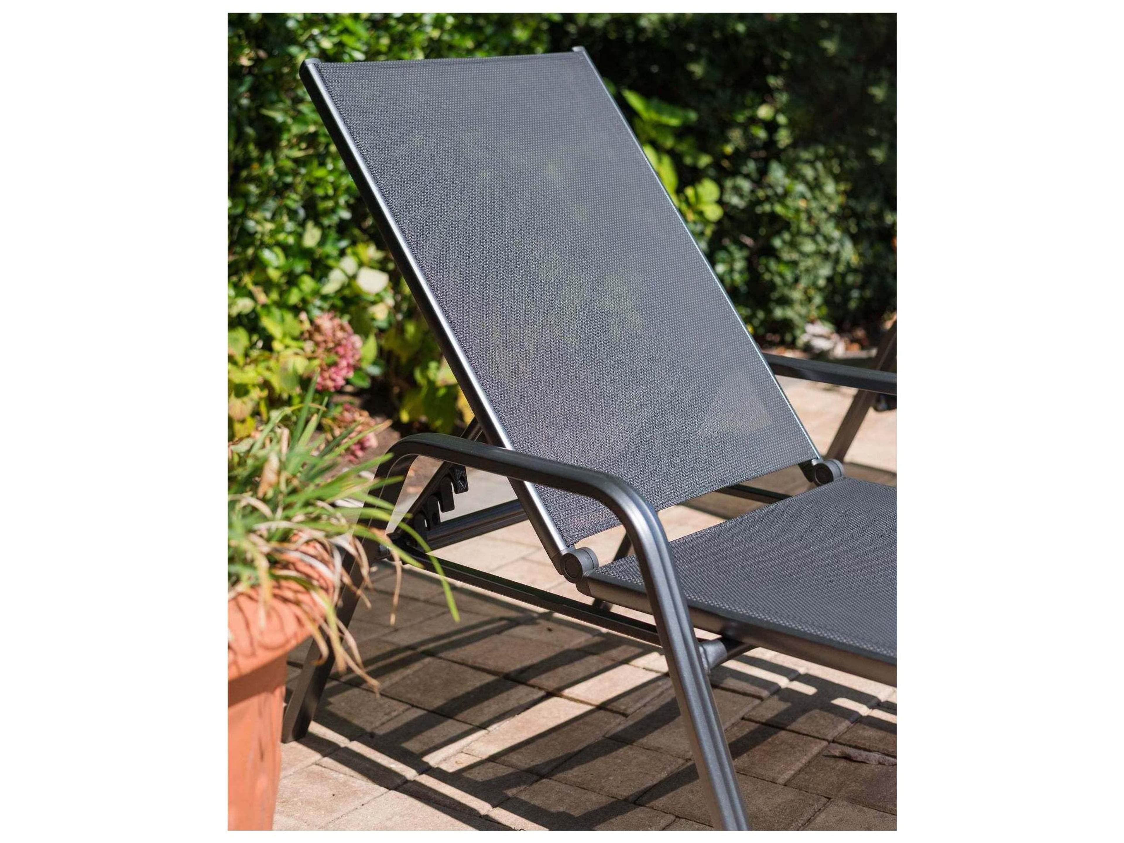 Kettler Basic Plus Aluminum Gray Stackable Outdoor Patio Chaise Lounge