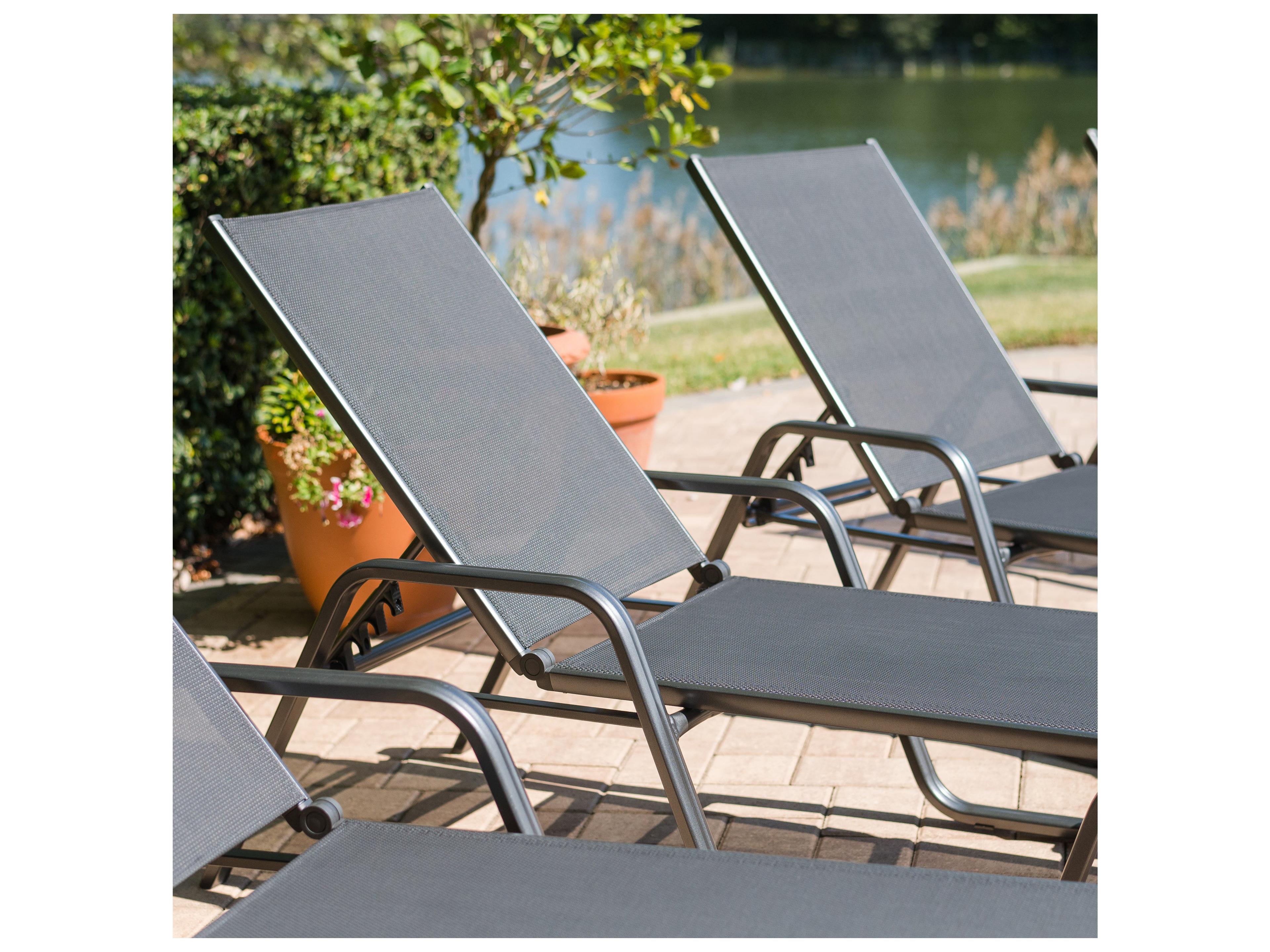 Kettler Basic Plus Aluminum Gray Stackable Patio Chaise Lounge Set in Gray Set of 2