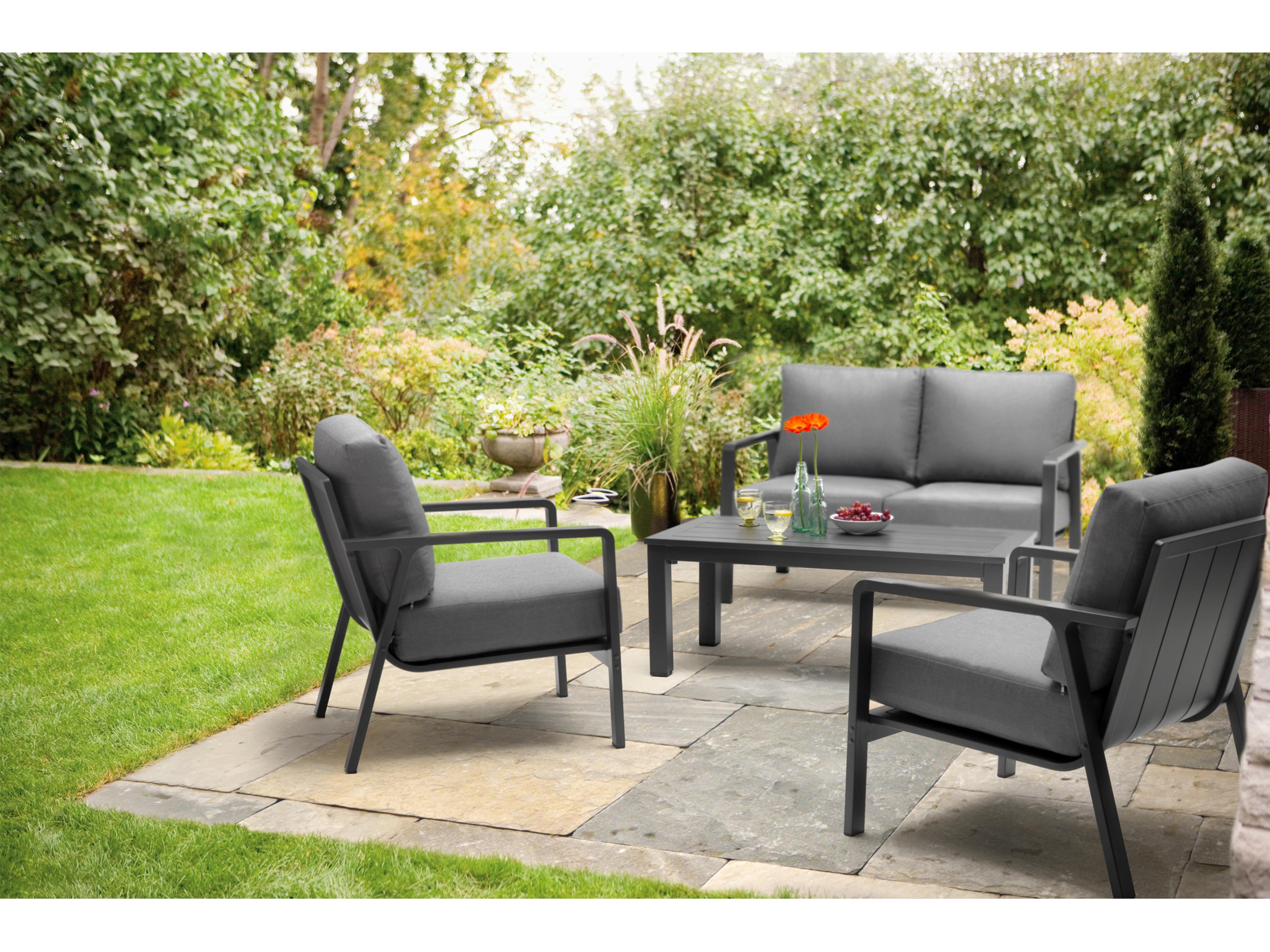 Kettler Paros Aluminum Charcoal Outdoor Patio Lounge Set in Cast Slate