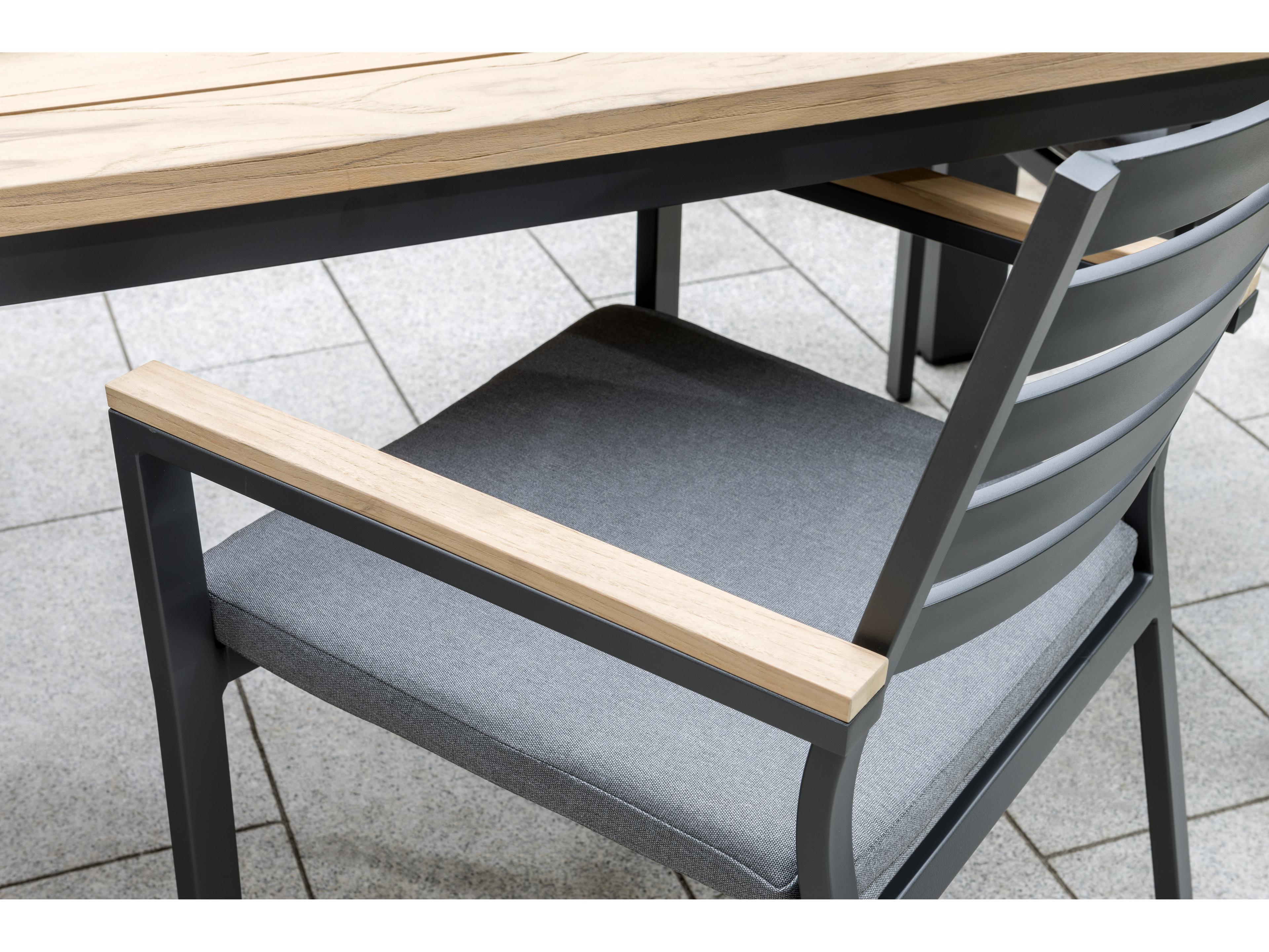 Kettler Elba Aluminum Charcoal 7 Piece Outdoor Patio Dining Set in Cast Silver