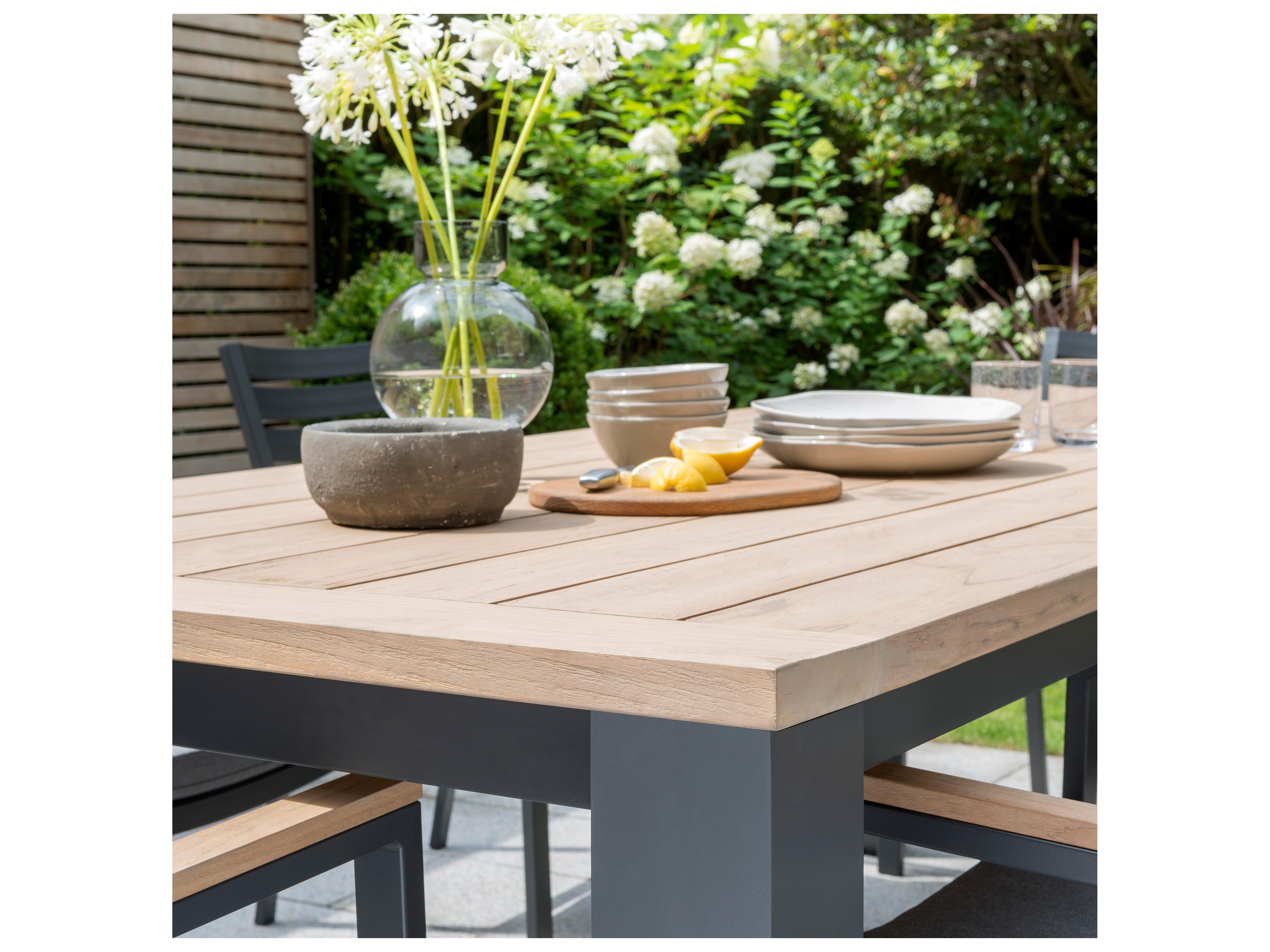 Kettler Elba Charcoal teak spectrum Indigo Aluminum Dining Set