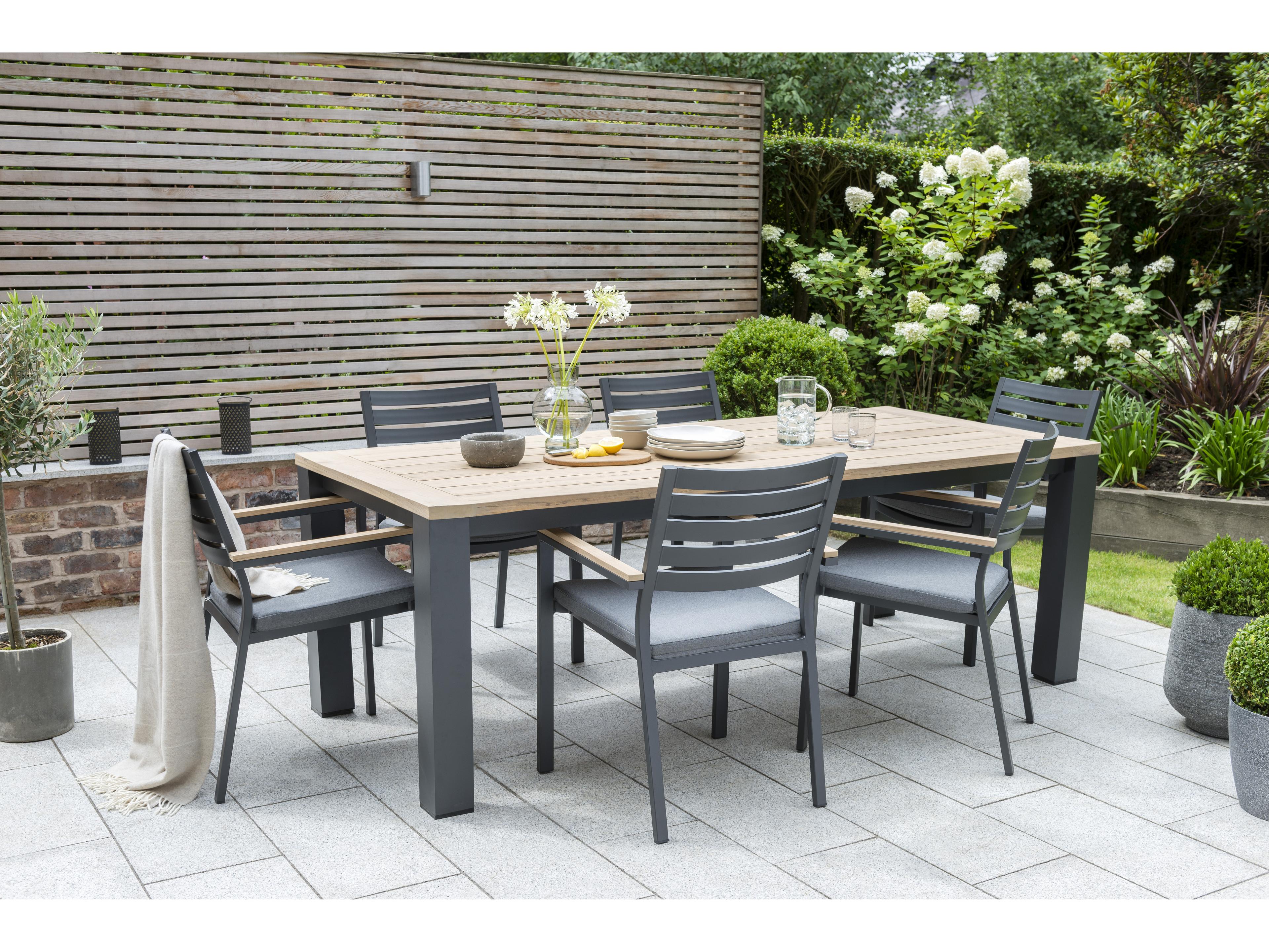 Elba Aluminum Charcoal 9 Piece Patio Dining Set in Cast Silver