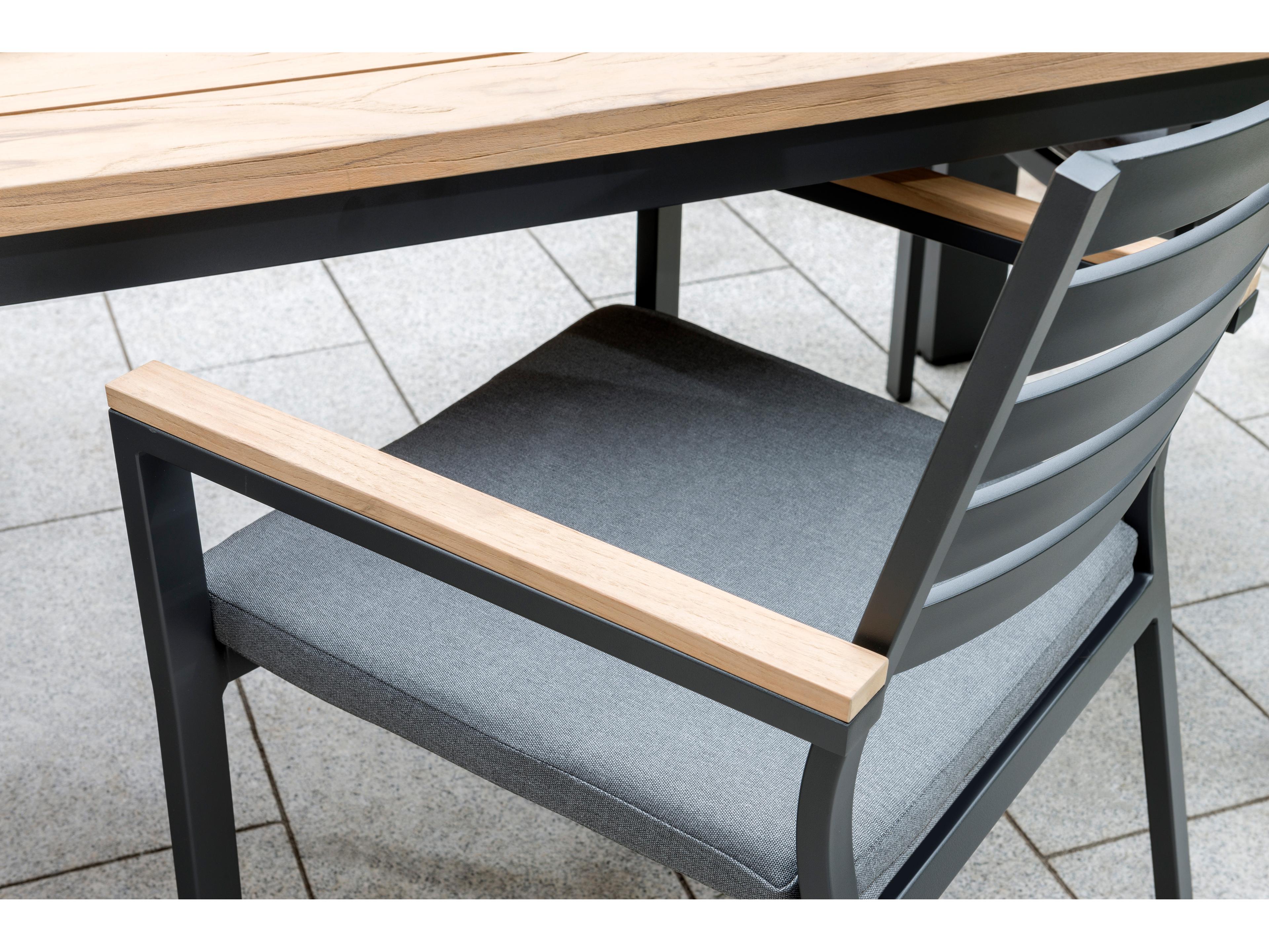 Kettler Elba Aluminum Charcoal 9 Piece Patio Dining Set in Cast Silver