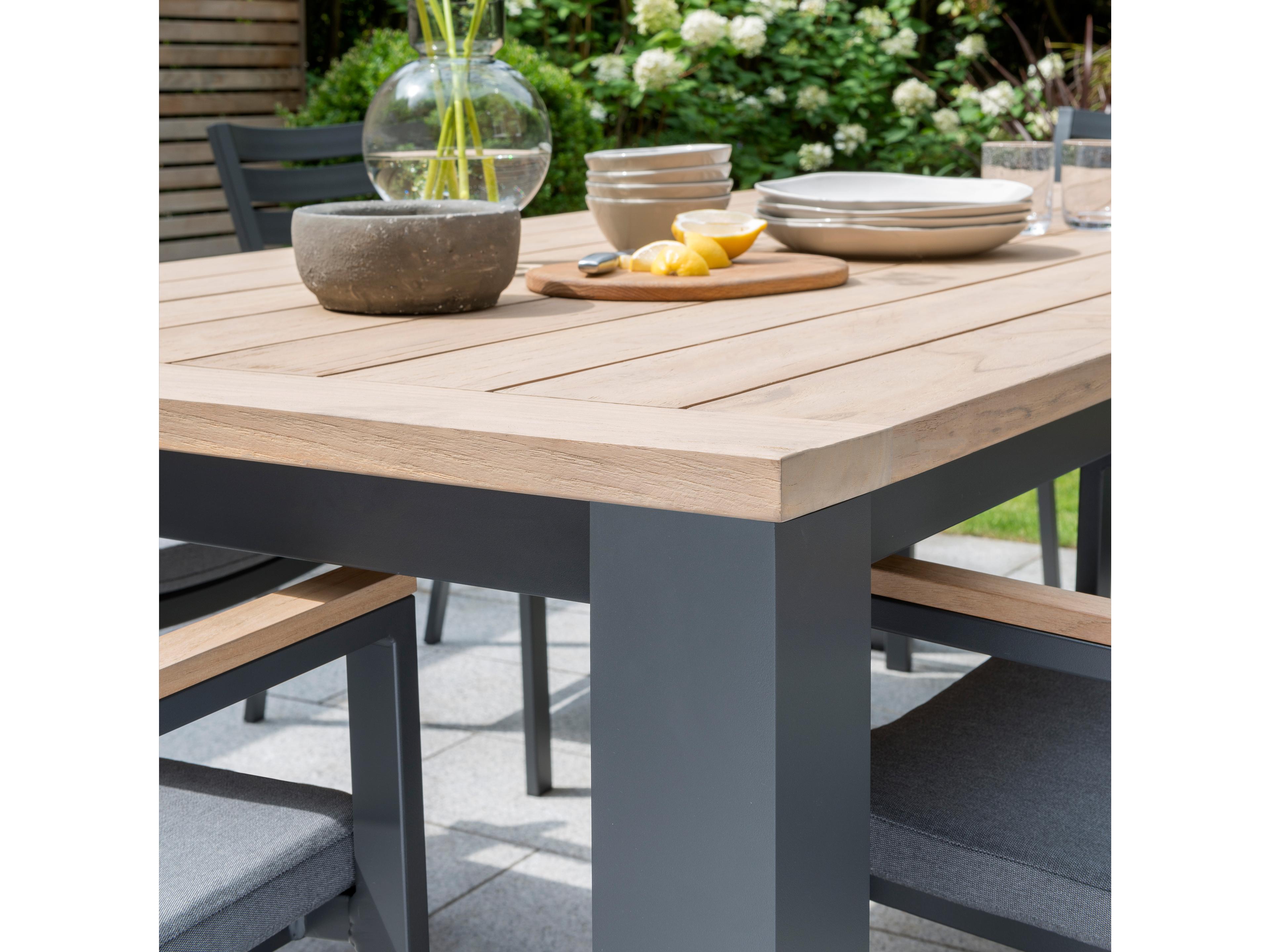 Kettler Elba Charcoal Teak Cast Silver Aluminum Dining Set