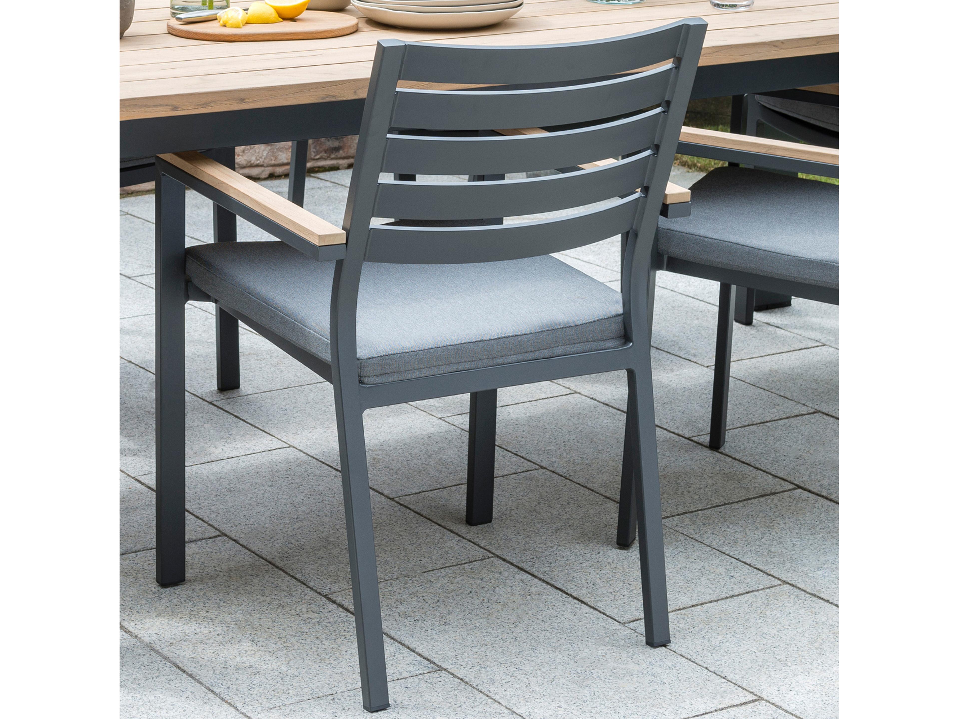 Kettler Elba Charcoal Teak Cast Silver Aluminum Dining Set