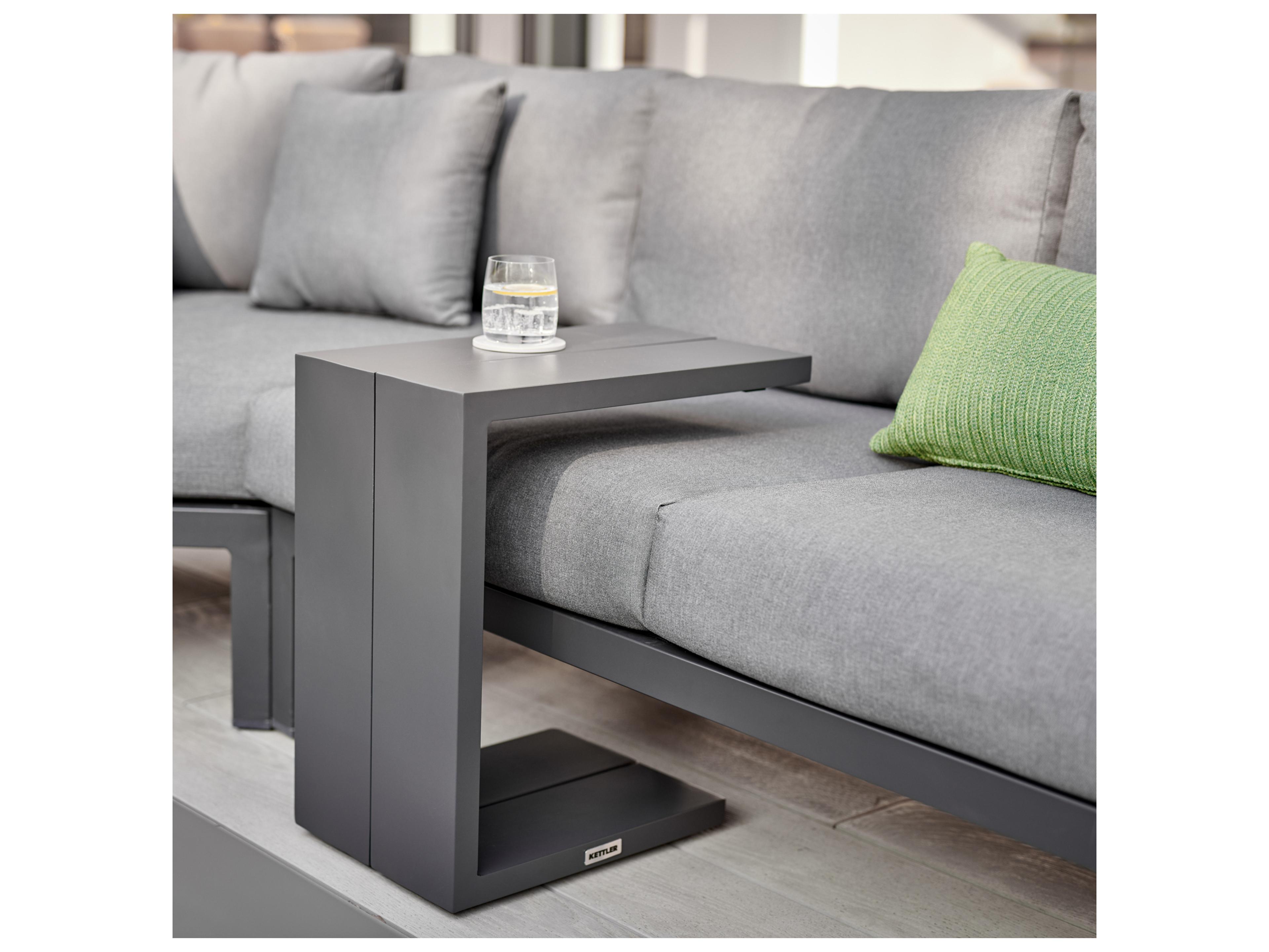 Kettler Elba Aluminum Charcoal Rectangular Outdoor Patio End Table