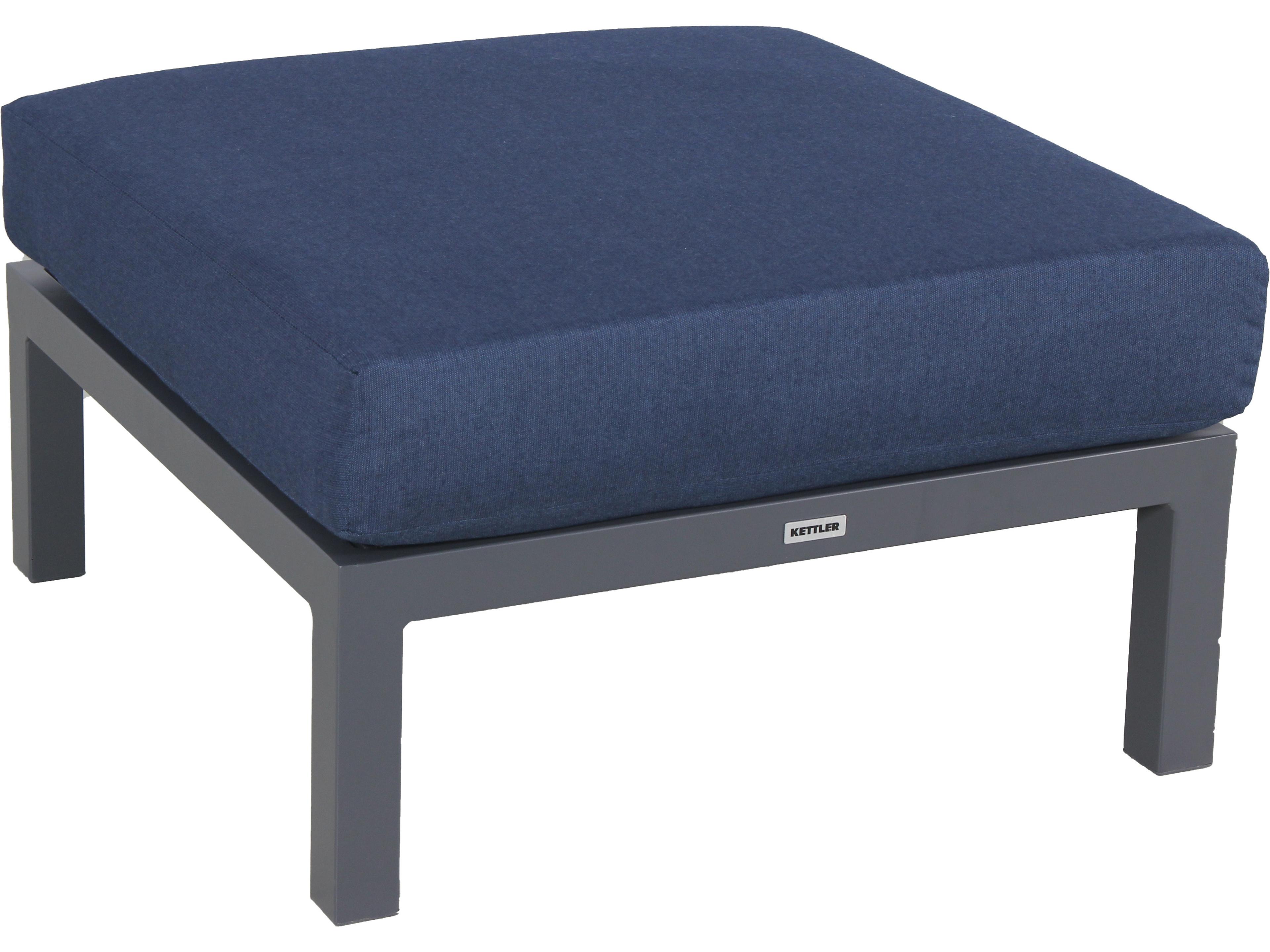Elba Charcoal spectrum Indigo Aluminum Cushion Ottoman