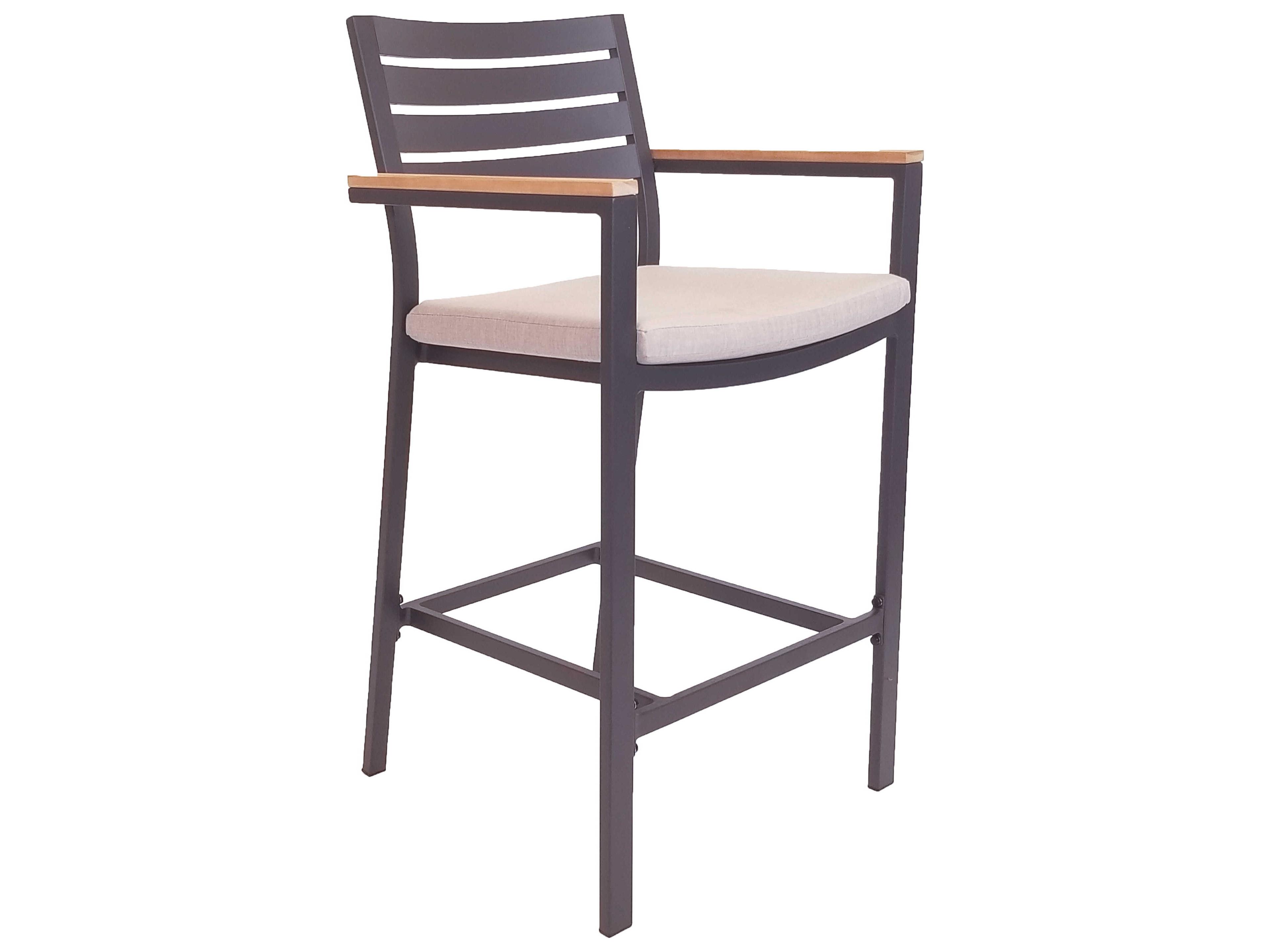 Kettler Elba Charcoal Teak Cast Silver Aluminum Cushion Bar Set