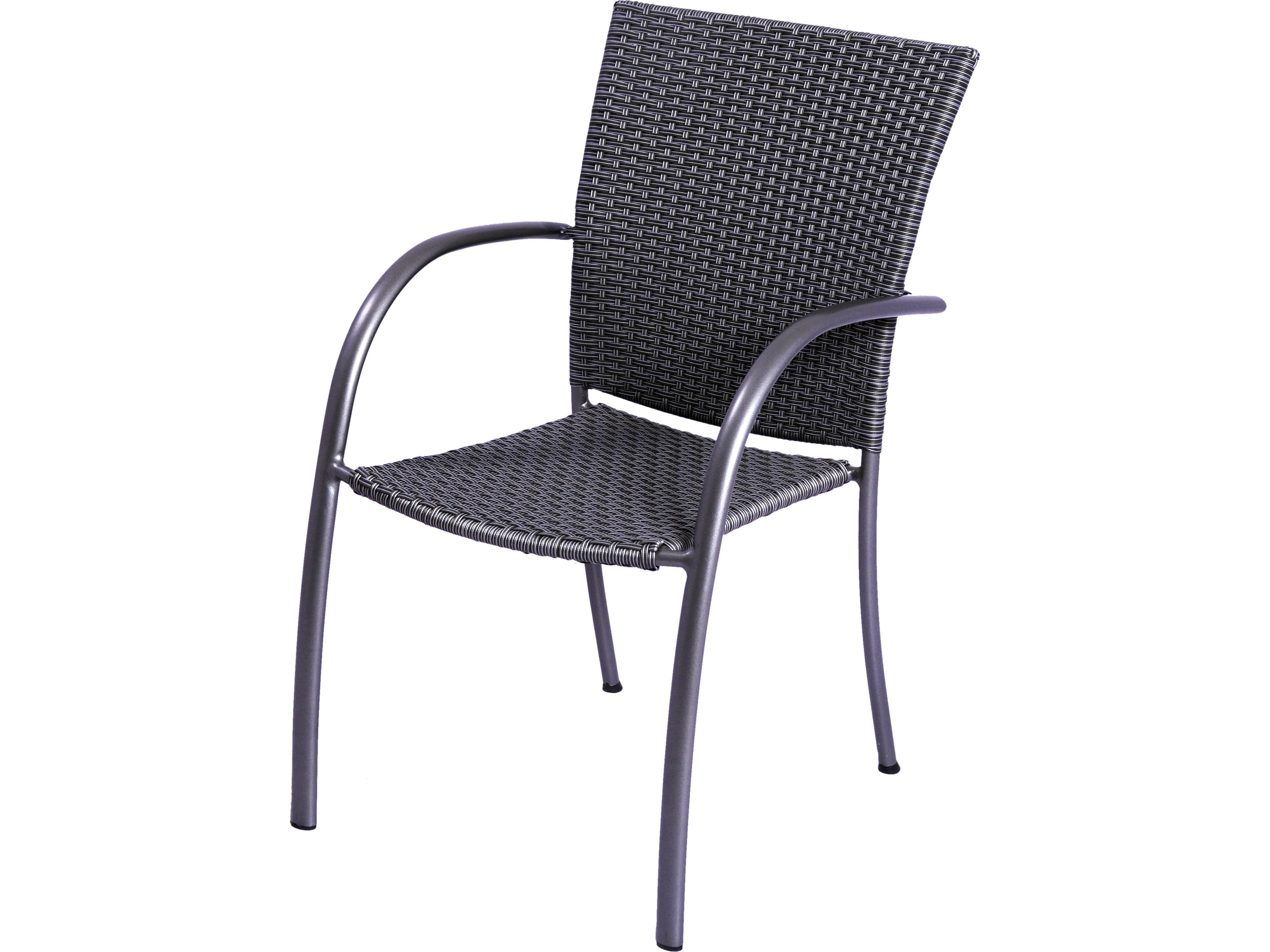 Pilano Wrought Iron Woven Silver-Gray Weave Dining Arm Chair Set of 6