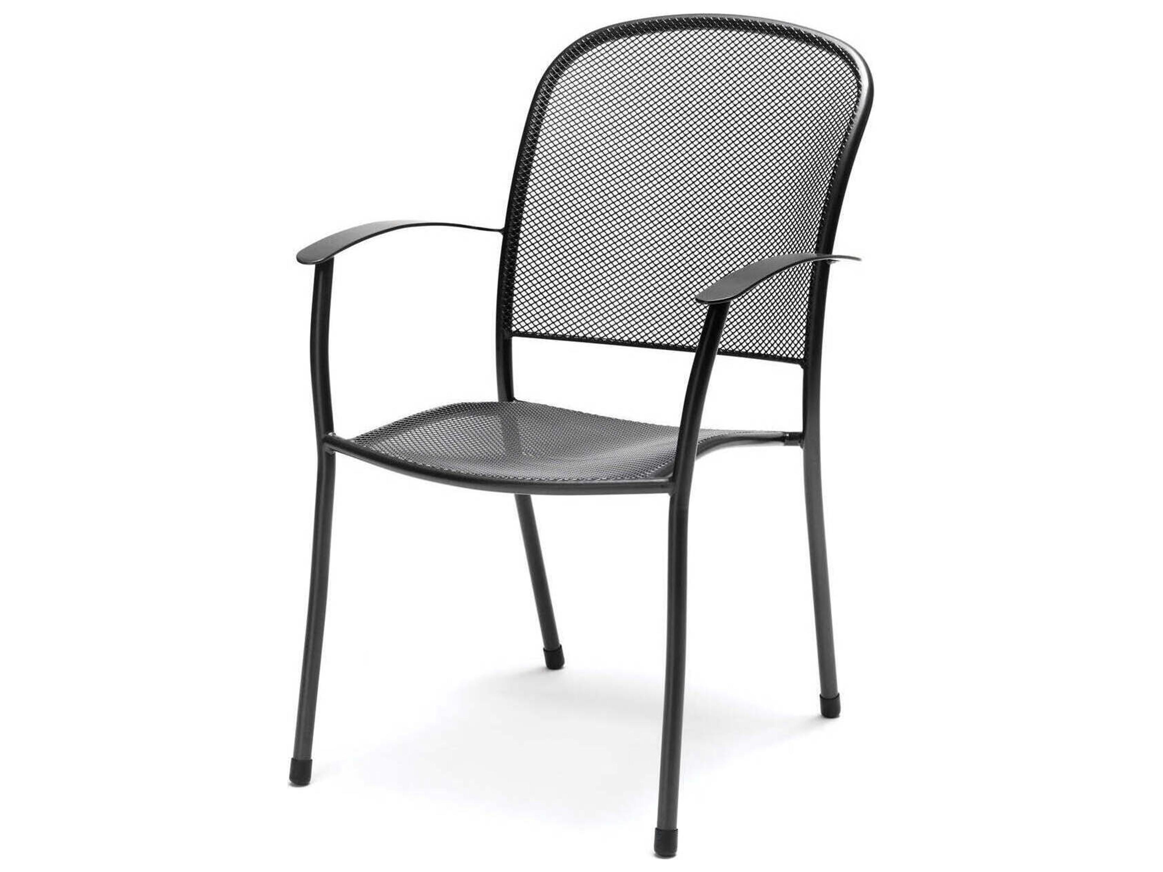 Caredo Wrought Iron Stackable Outdoor Dining Arm Chair
