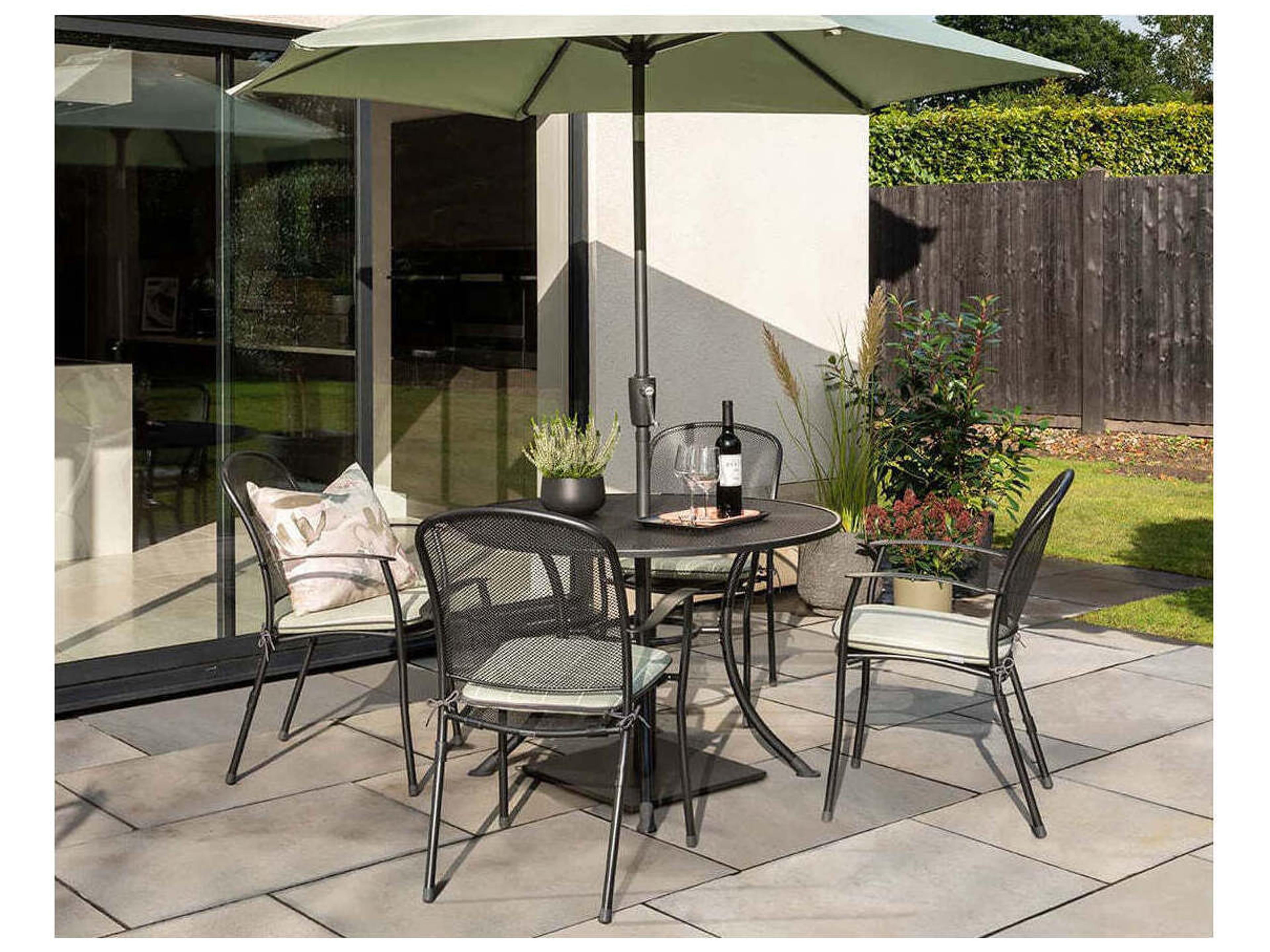 Kettler Caredo Wrought Iron Stackable Outdoor Dining Arm Chair