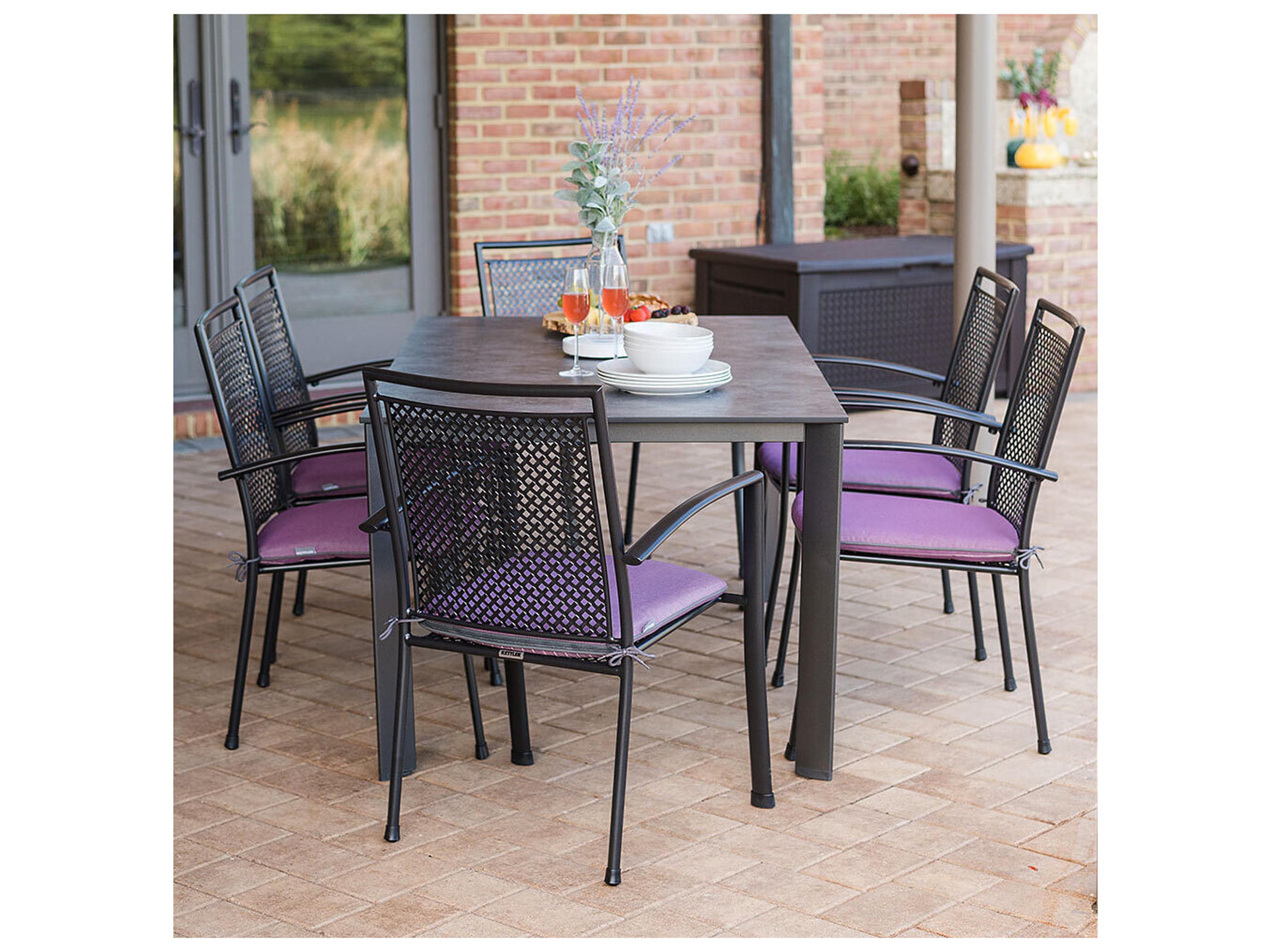 Kettler Reno Wrought Iron Gray 7 Piece Outdoor Dining Set