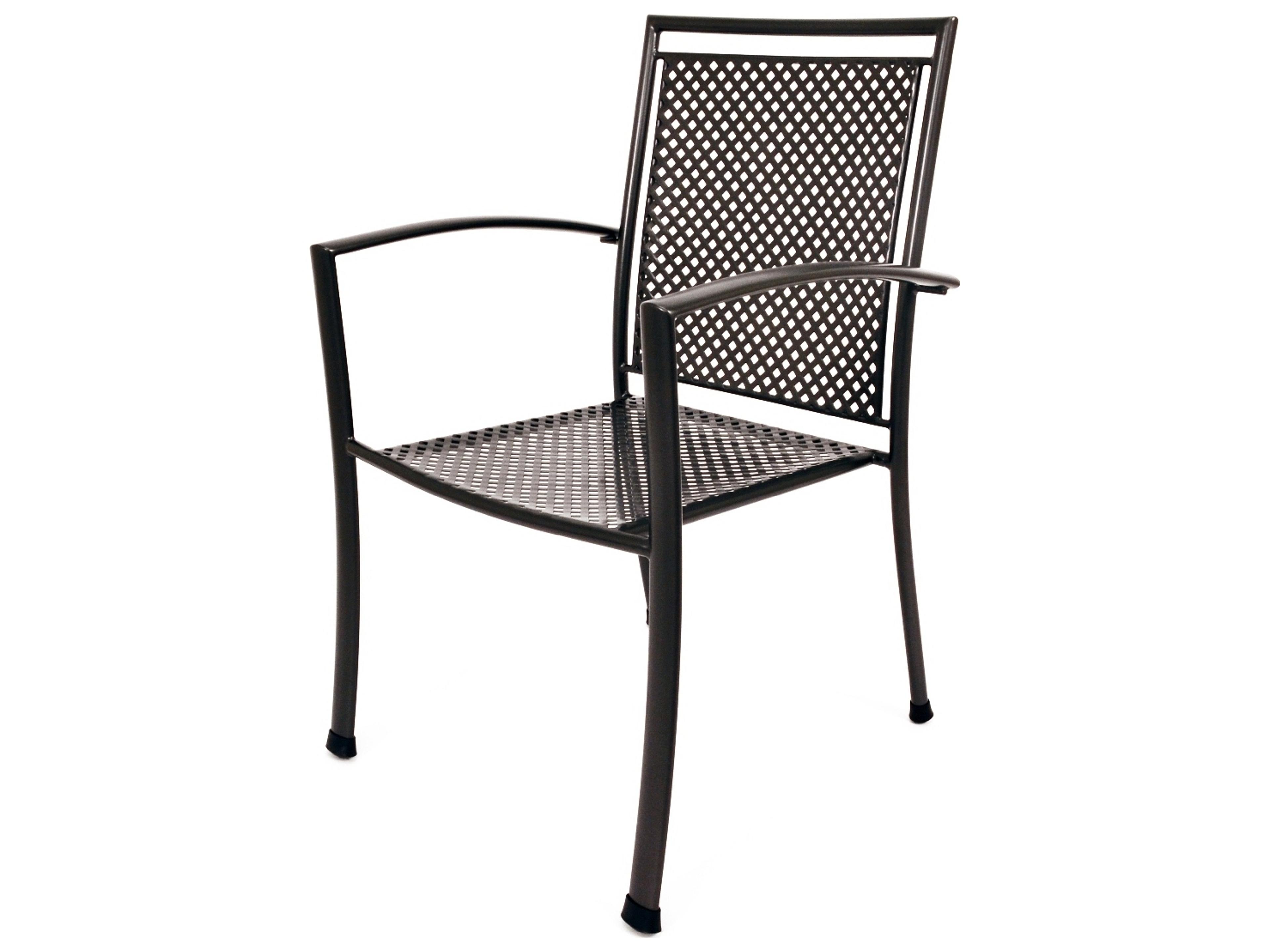 Reno Wrought Iron Gray Stackable Patio Dining Arm Chair Set of 4