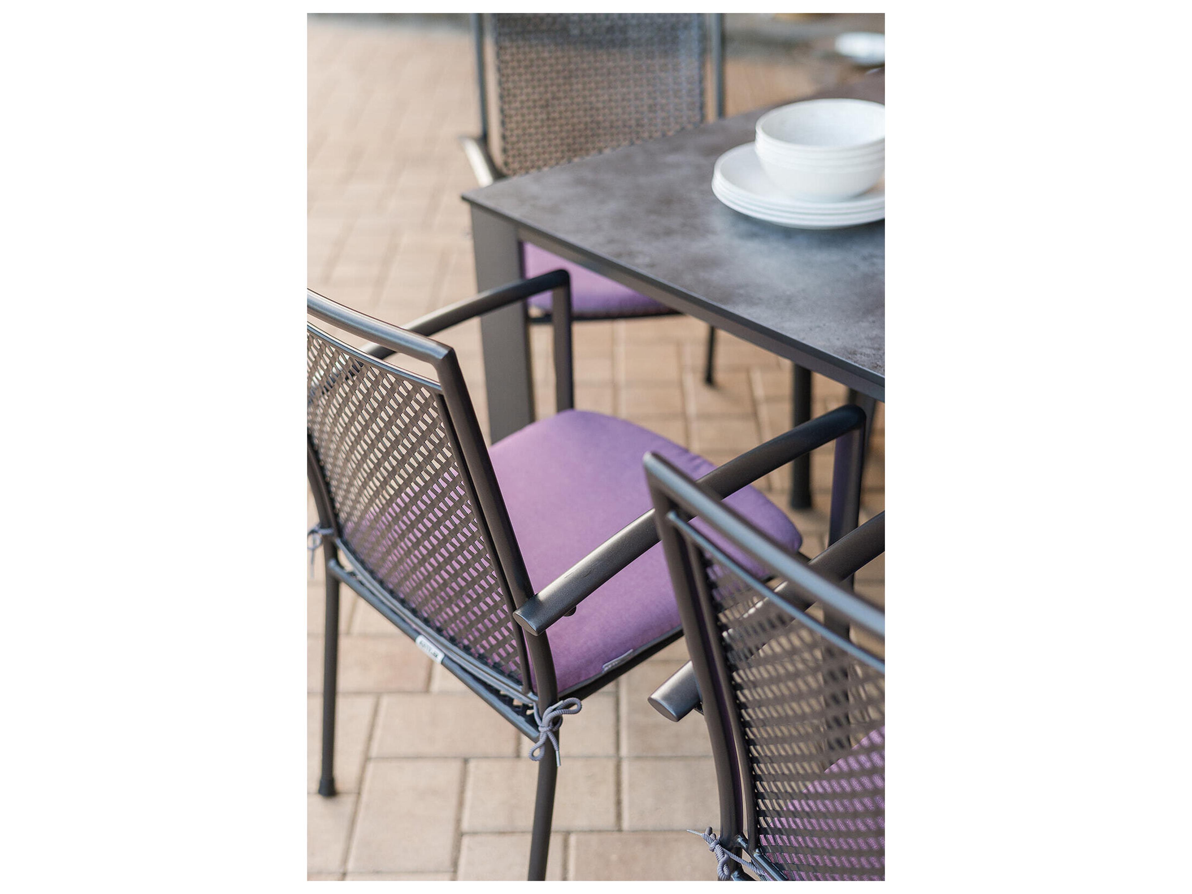 Kettler Reno Wrought Iron Gray Stackable Patio Dining Arm Chair Set of 4