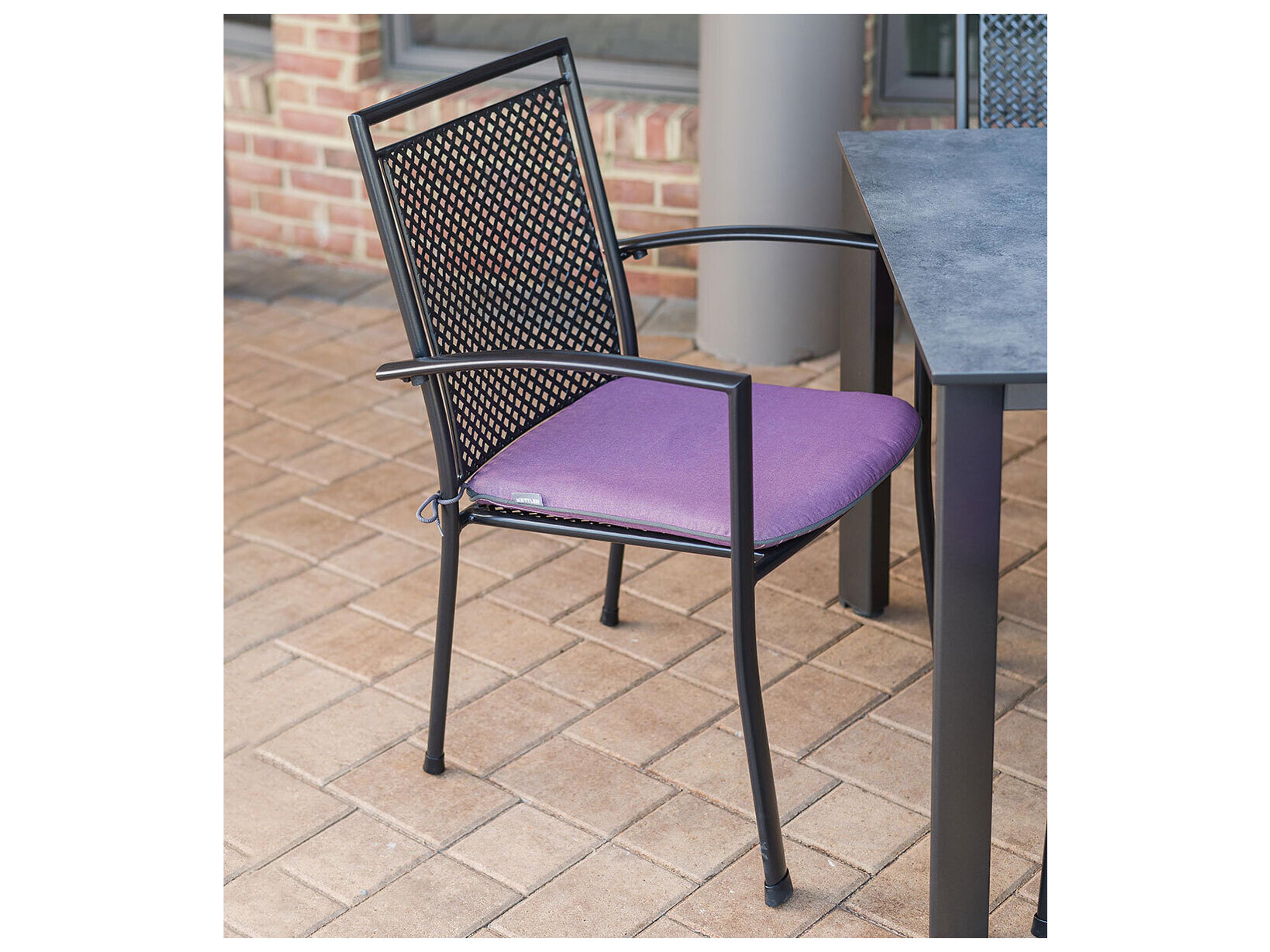 Kettler Reno Wrought Iron Gray Stackable Patio Dining Arm Chair Set of 4