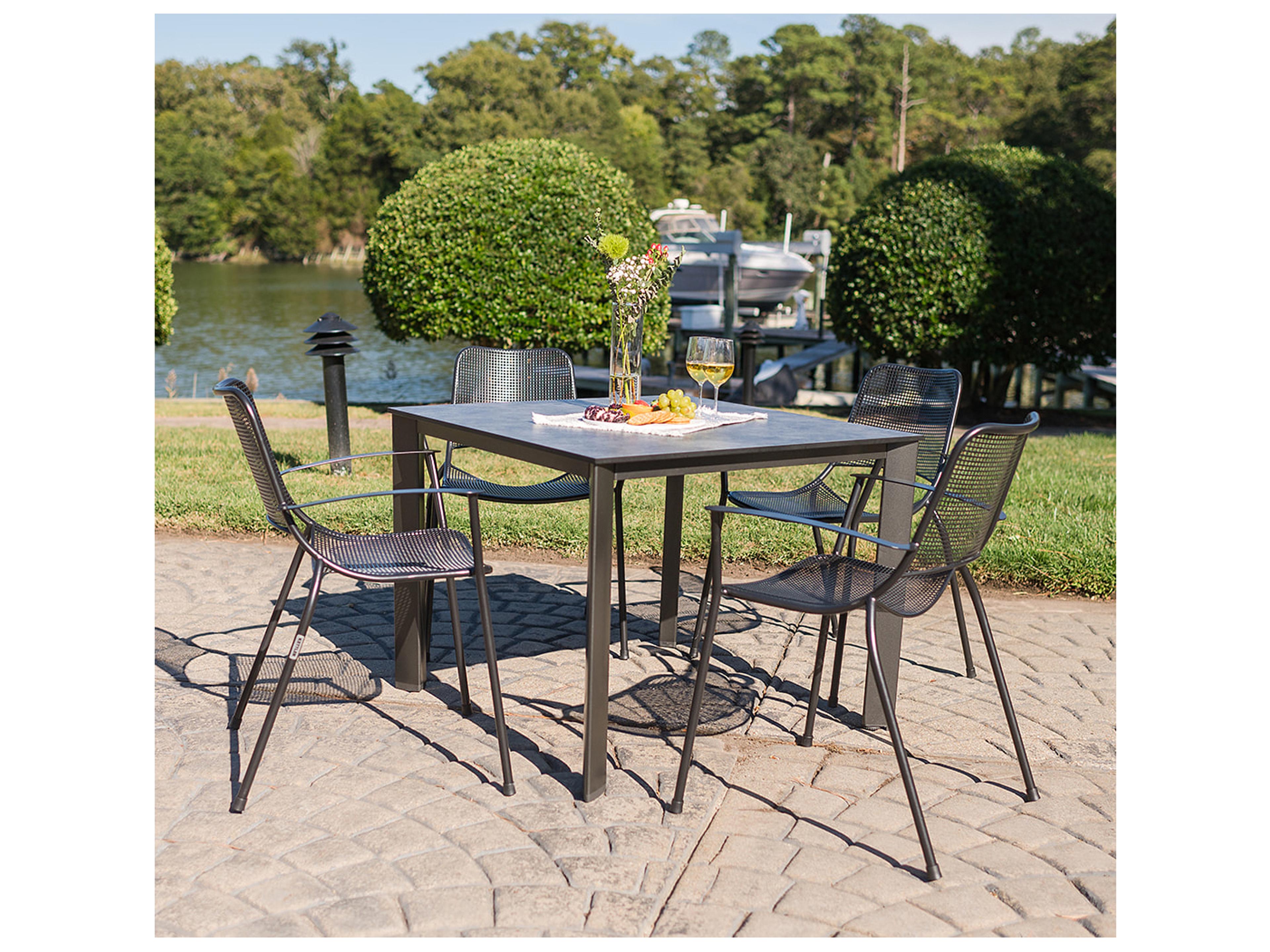 Metro Wrought Iron Gray 5 Piece Outdoor Dining Set