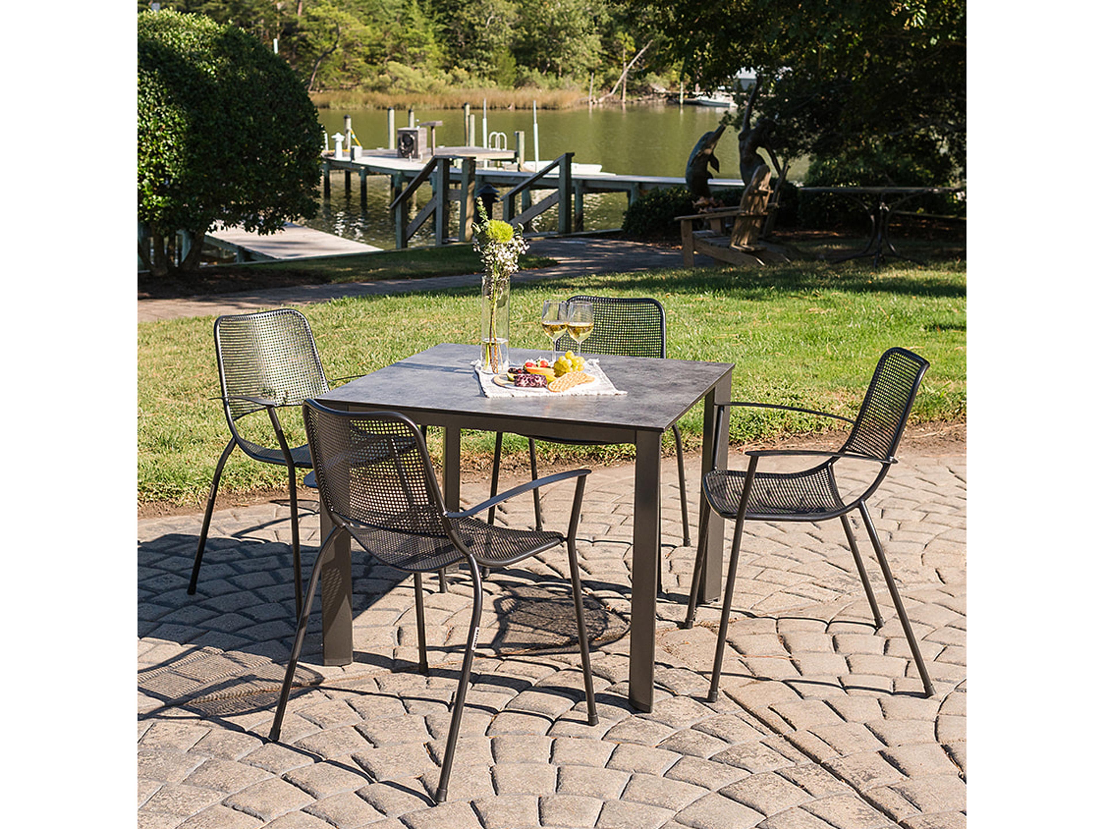 Kettler Metro Steel Gray Dining Arm Chair Set of 4