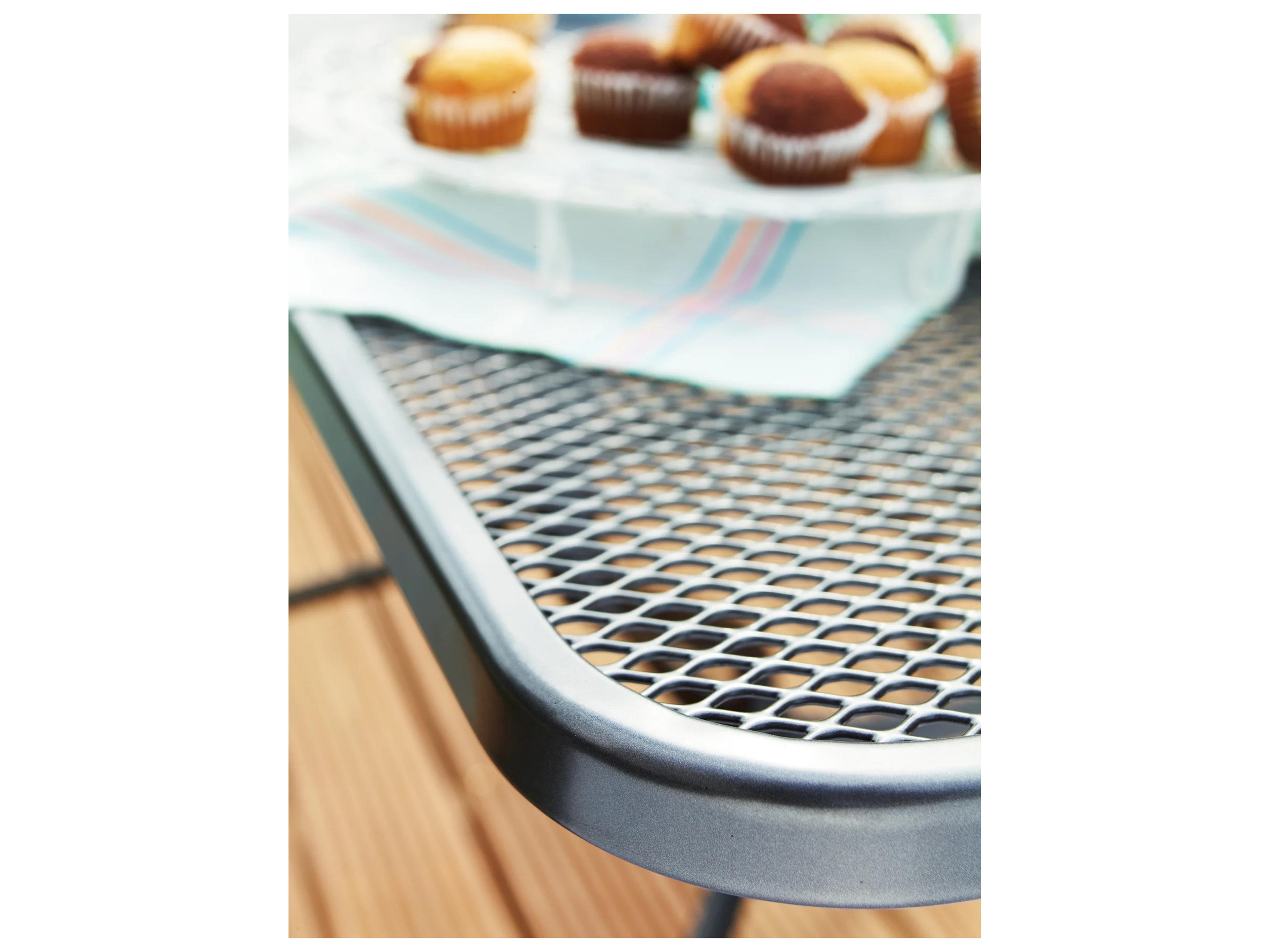 Kettler Mesh Steel Gray Rectangular Patio Dining Table with Umbrella Hole