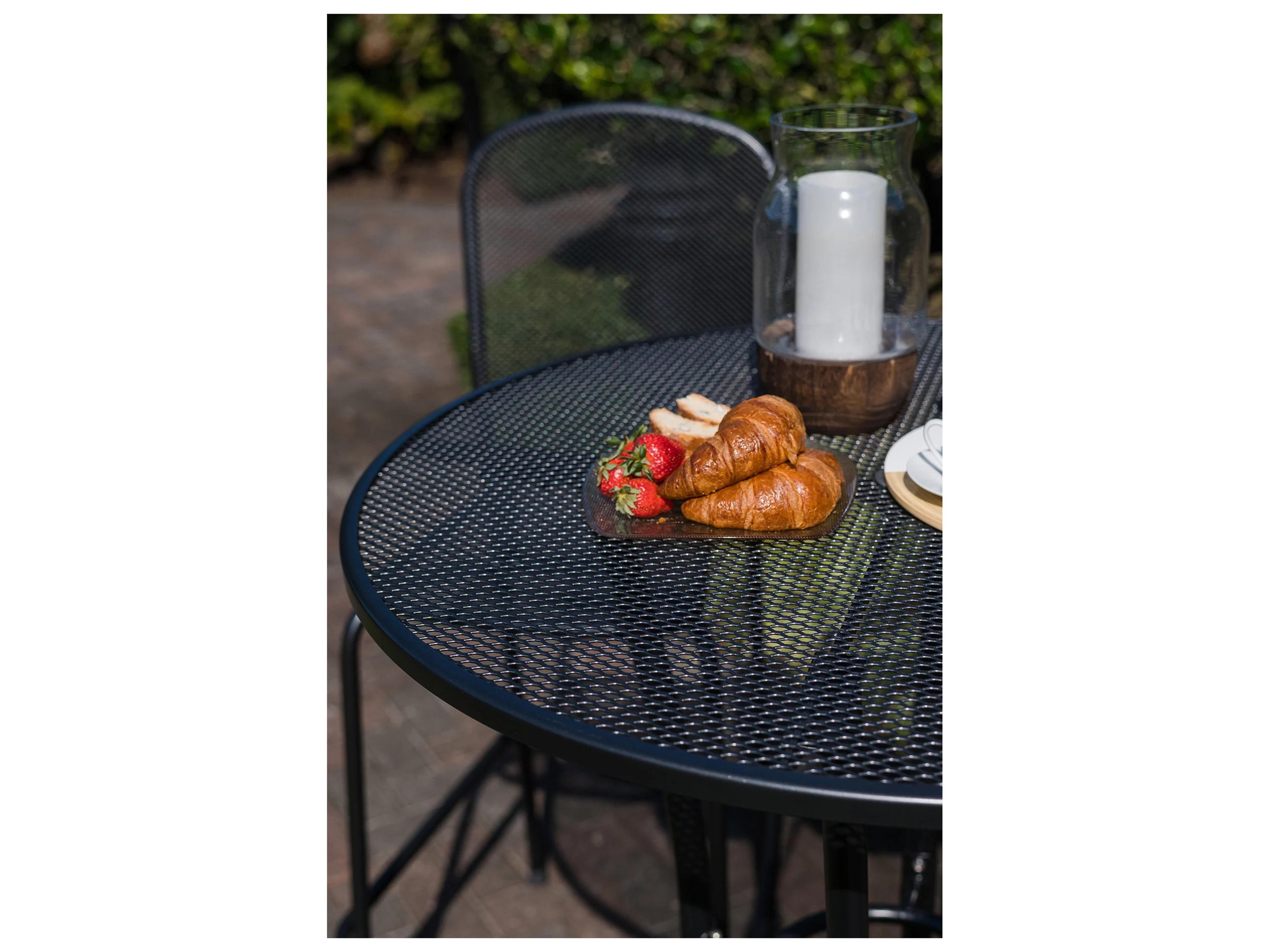 Kettler Mesh Steel Iron Gray Round Patio Bar Table with Umbrella Hole