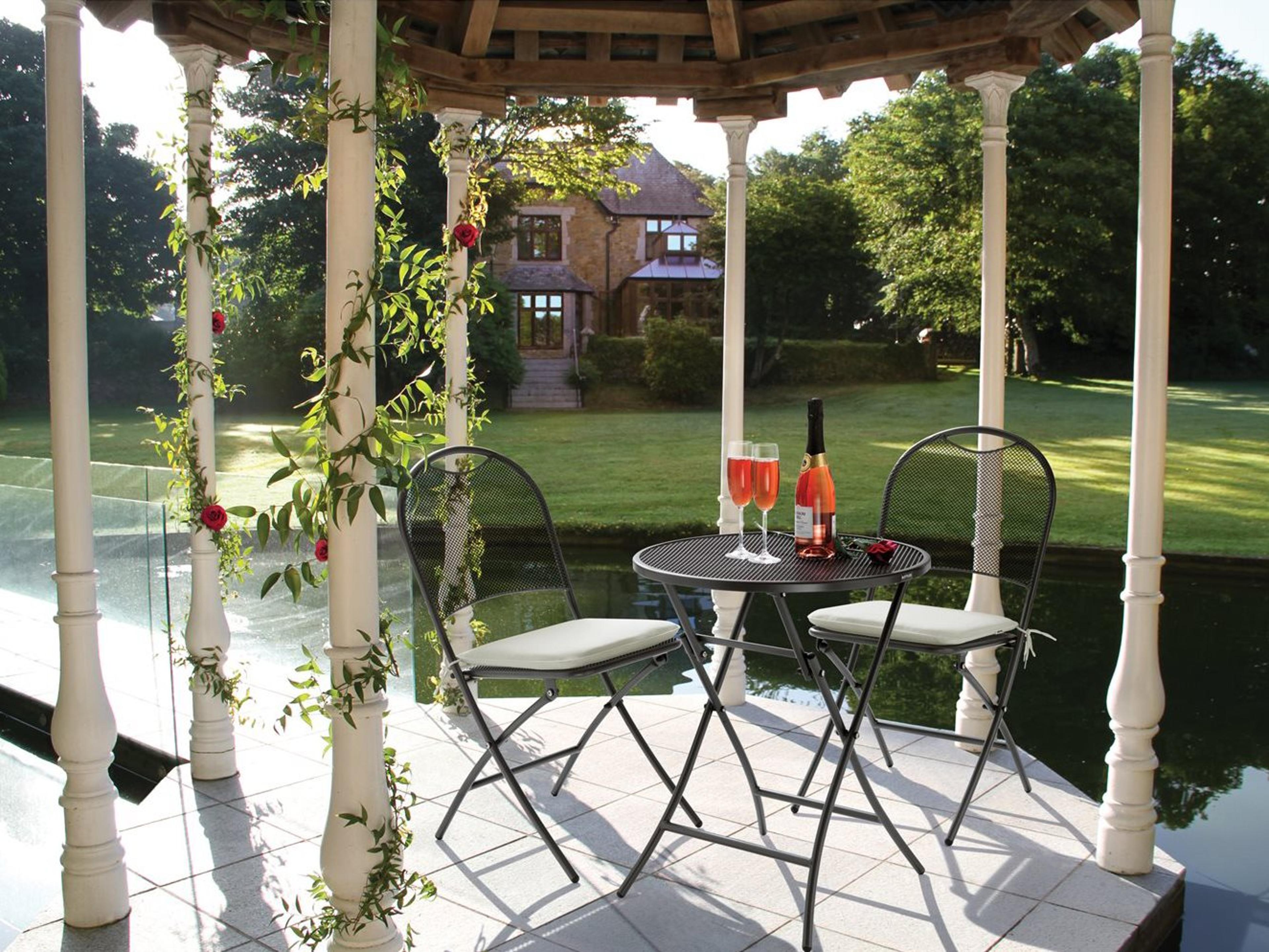 Cafe Napoli Steel Gray 3 Piece Bistro Set