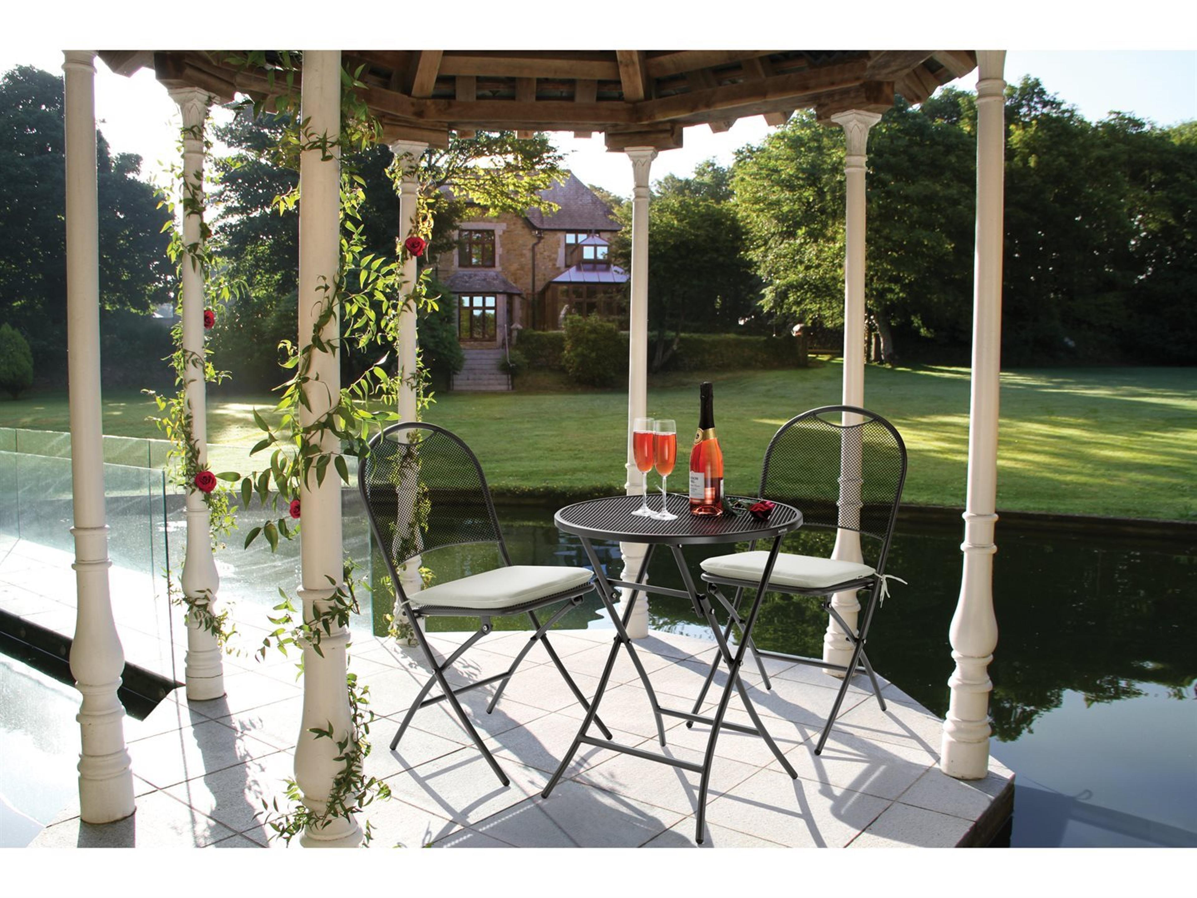 Kettler Cafe Napoli Steel Gray 3 Piece Bistro Set