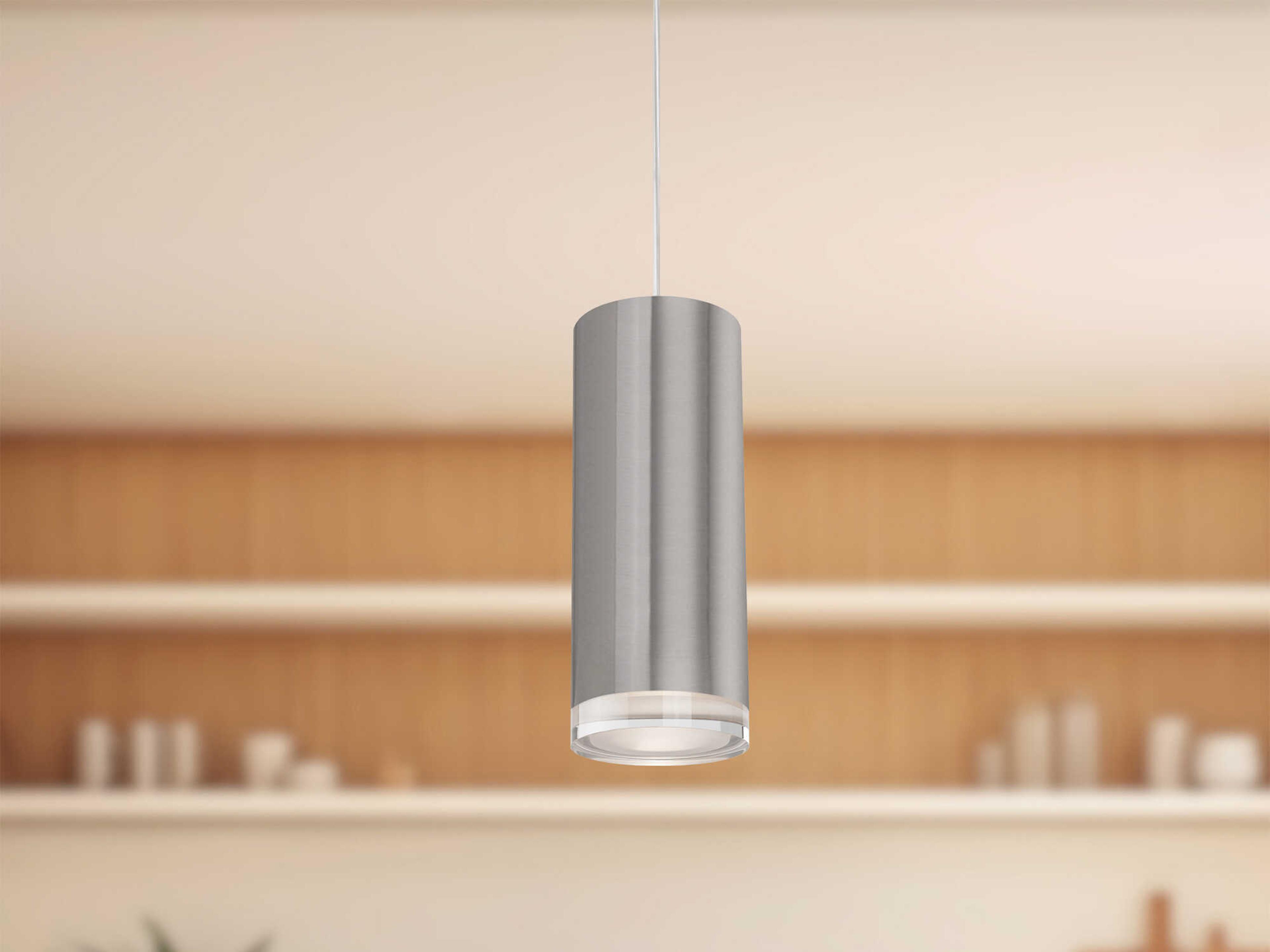 Kuzco Lighting Cameo Brushed Nickel Cylinder Mini Pendant