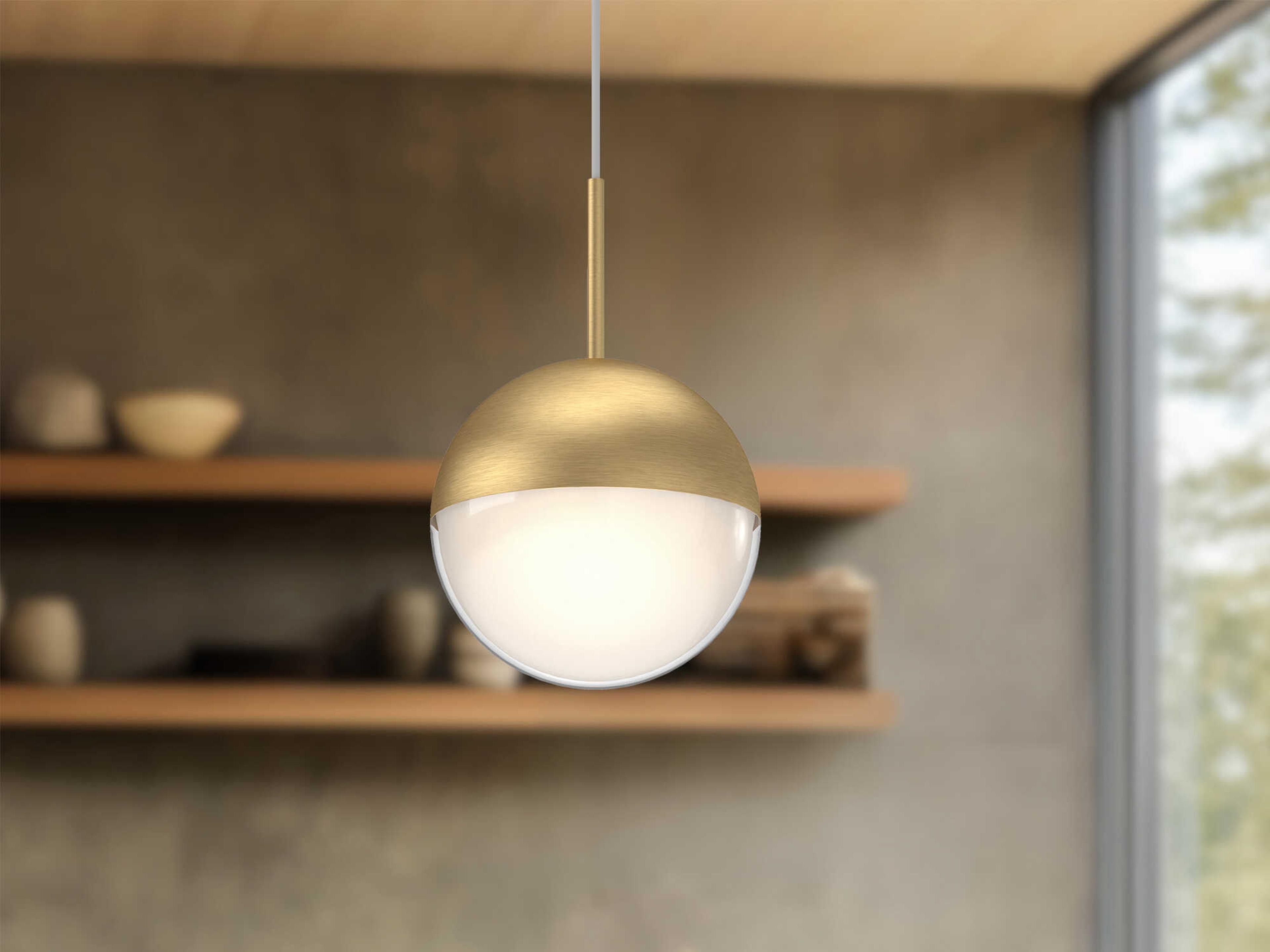 Kuzco Lighting Pluto Brushed Gold Globe Mini Pendant