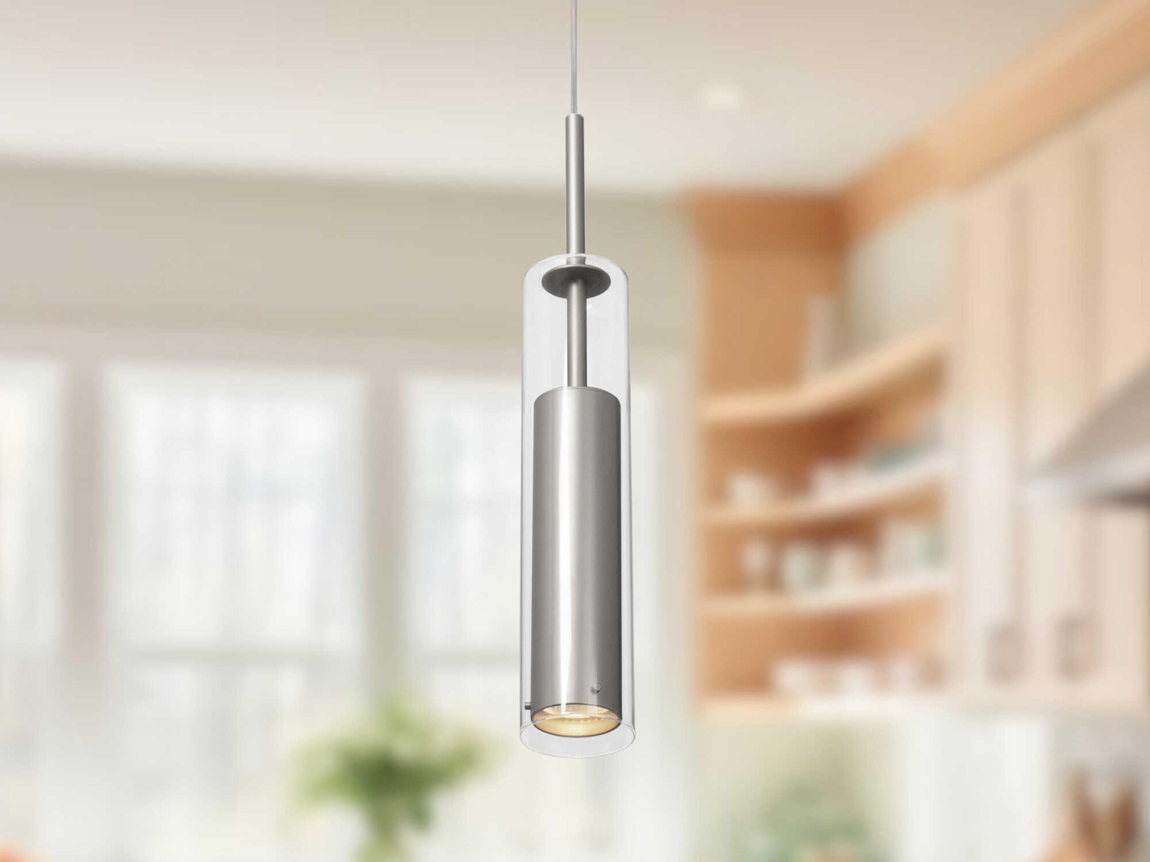 Kuzco Lighting Jarvis 1-Light Brushed Nickel Cylinder Mini Pendant