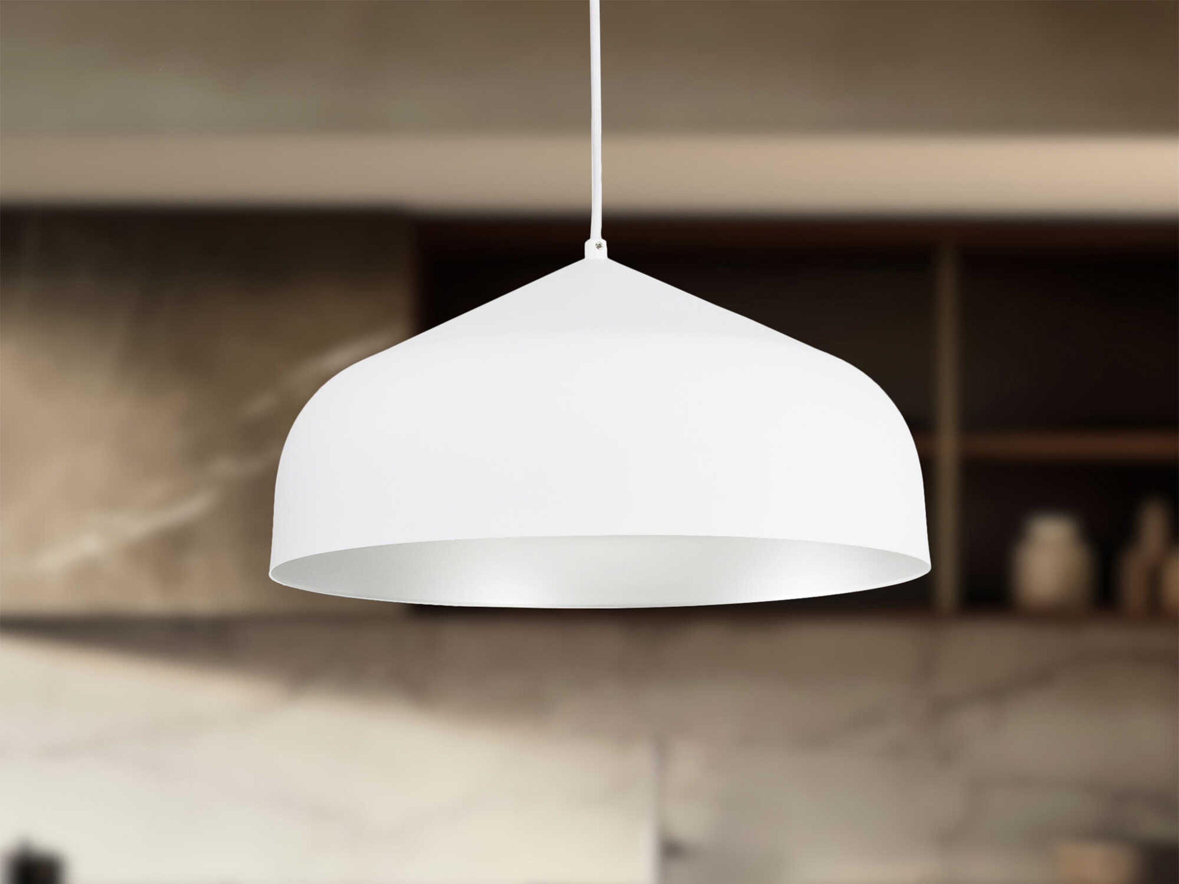 Kuzco Lighting Helena 1-Light White Silver Dome Pendant