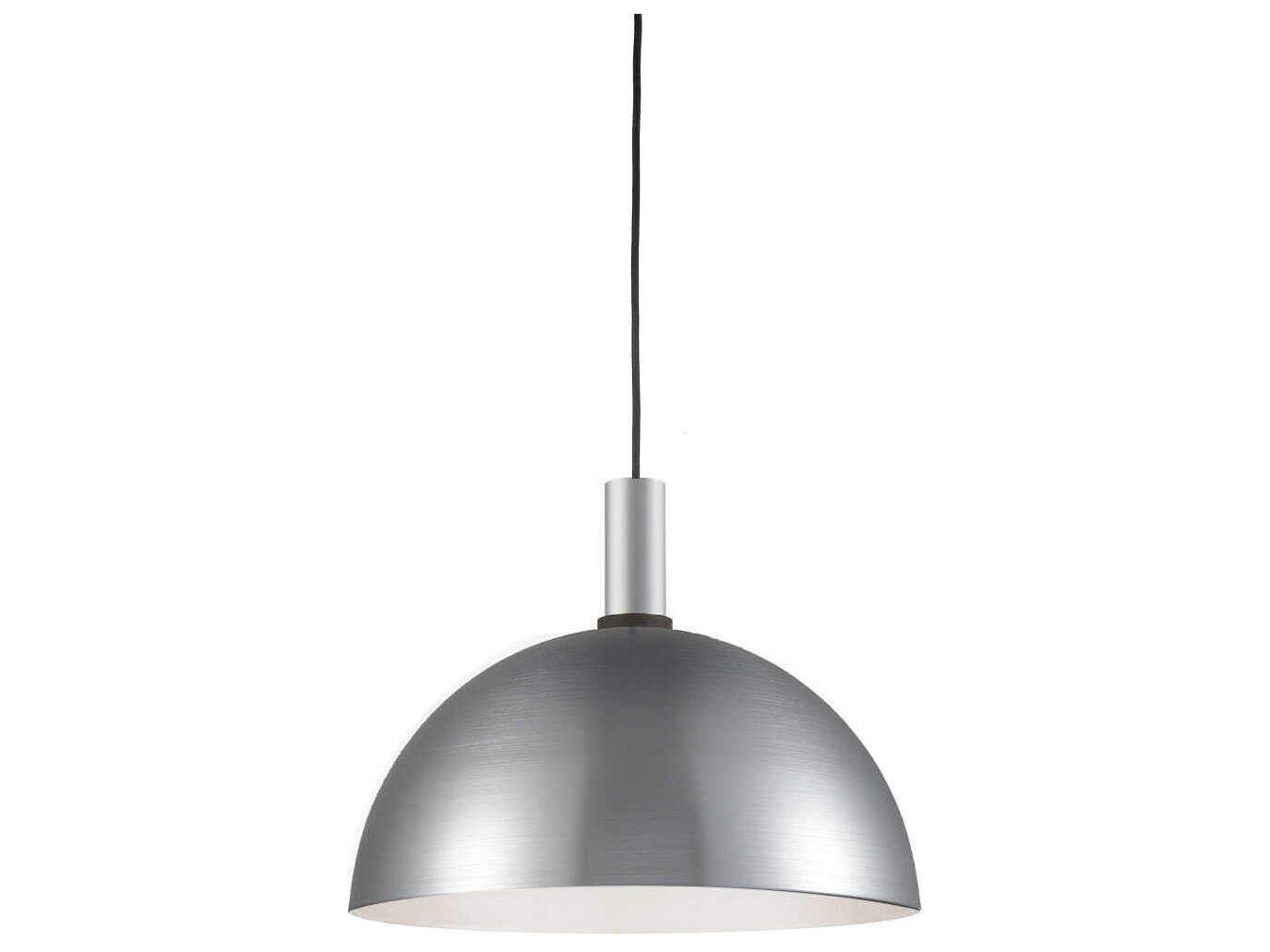 Archibald 1-Light Brushed Nickel Black Dome Pendant