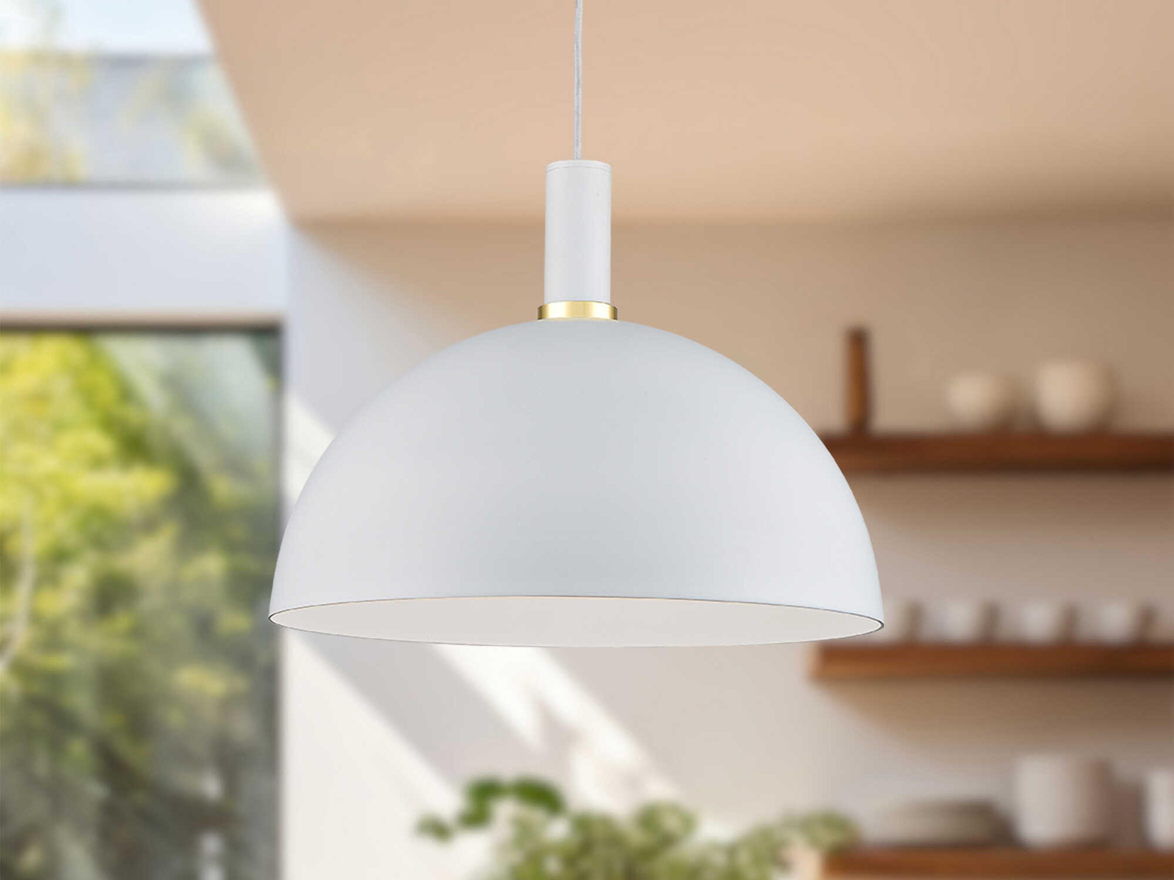 Kuzco Lighting Archibald 1-Light White Gold Dome Pendant