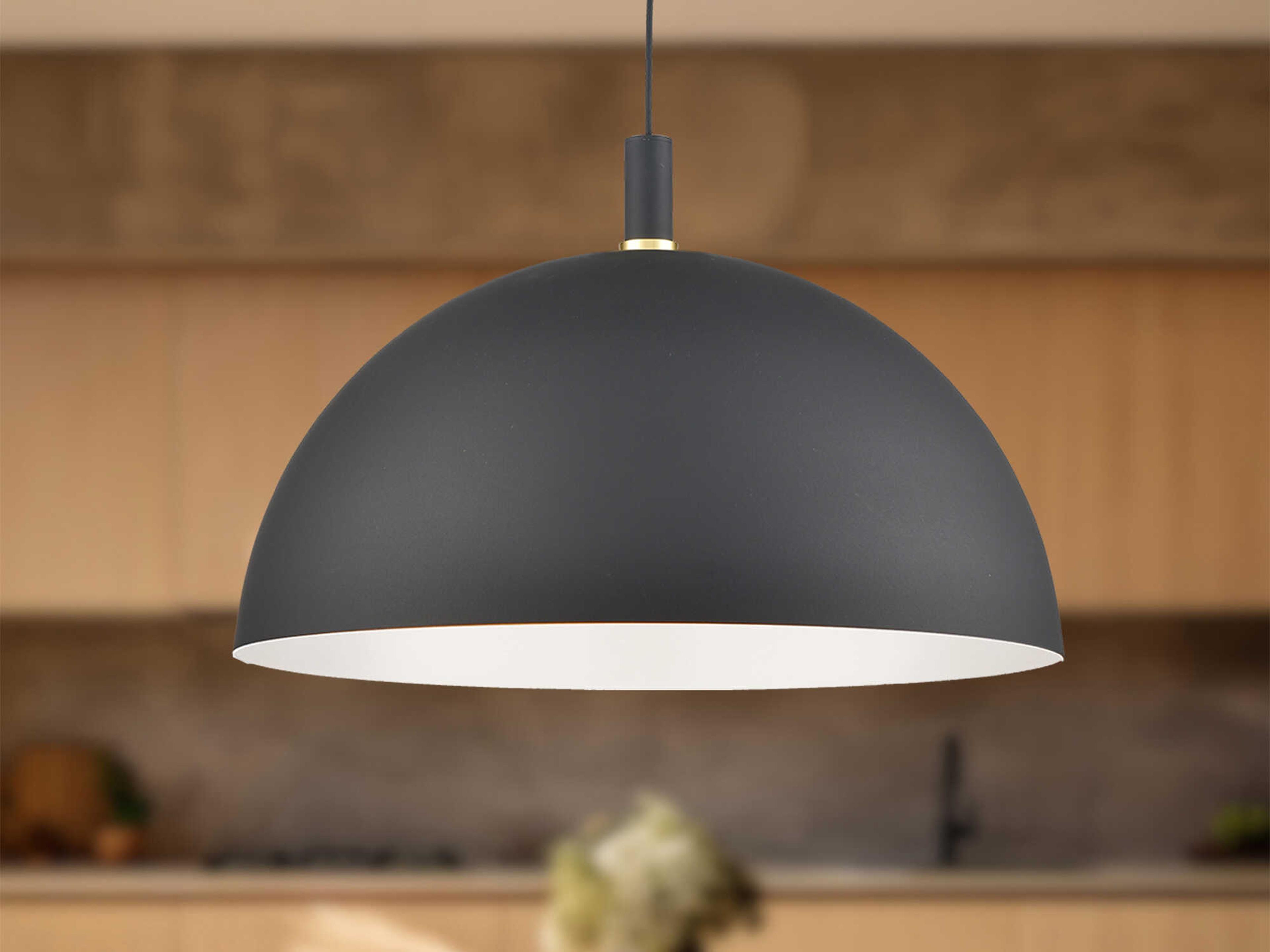 Kuzco Lighting Archibald 1-Light Black Gold Dome Pendant