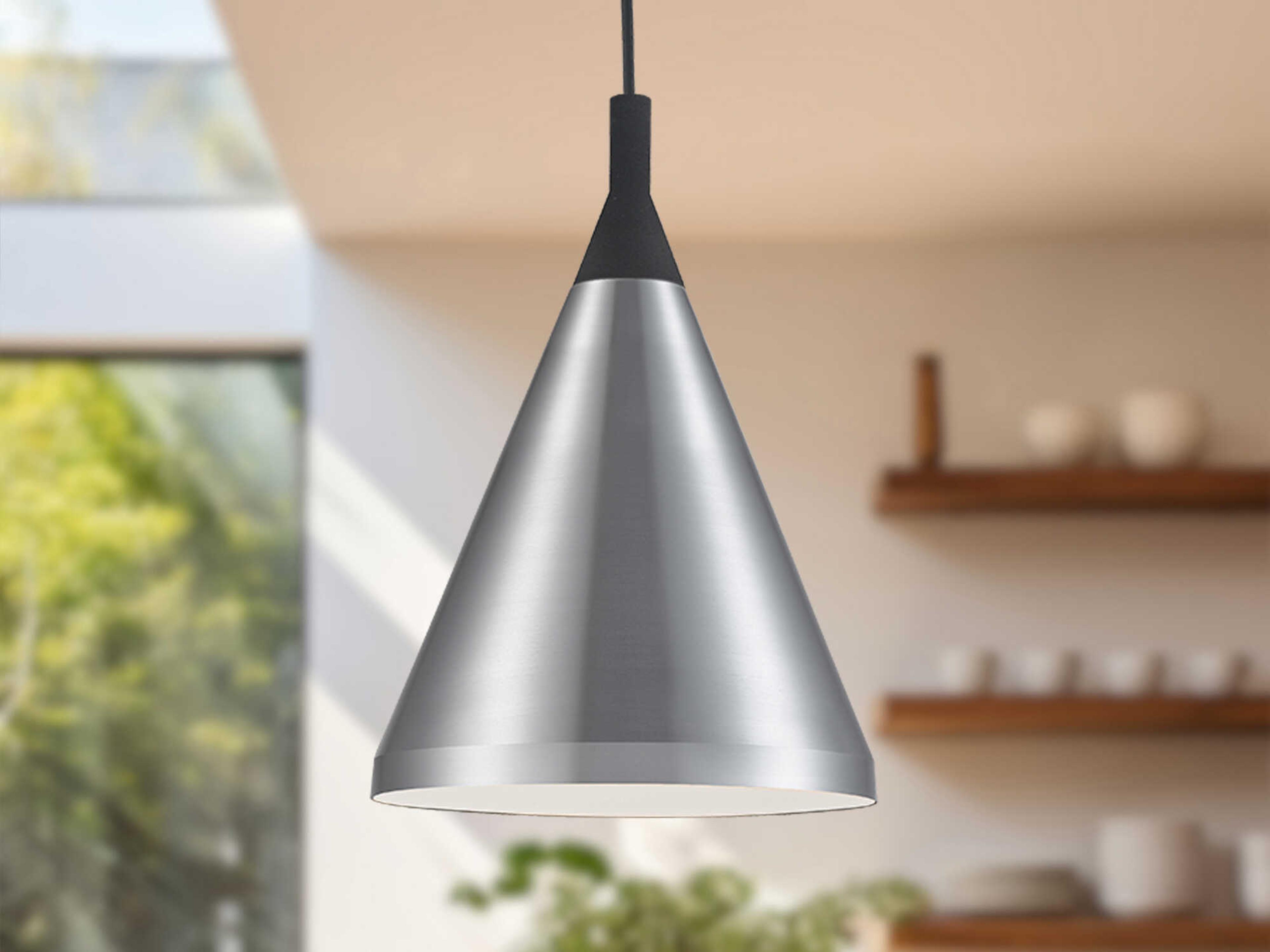 Kuzco Lighting Dorothy 1-Light Brushed Nickel Black Mini Pendant