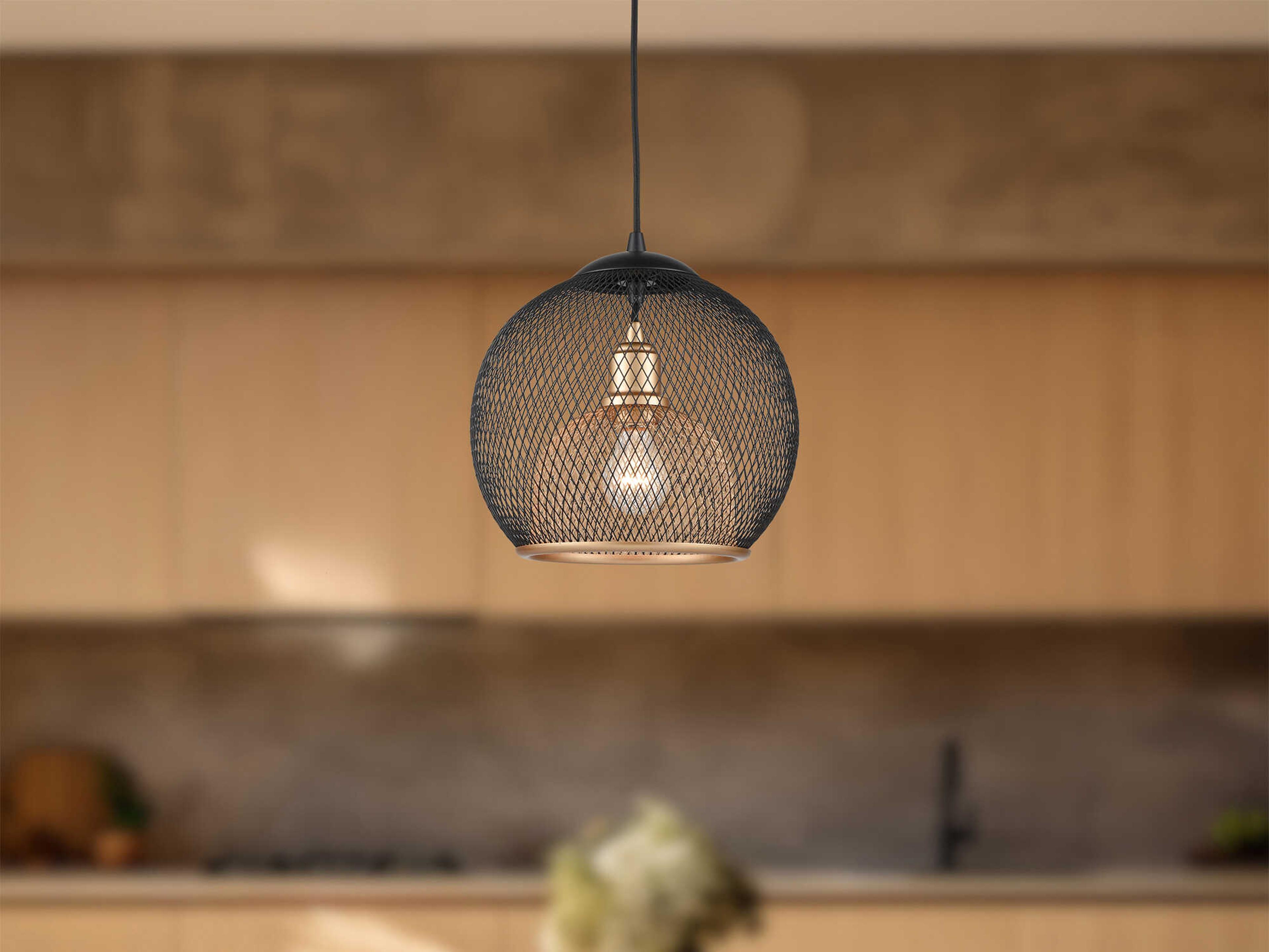 Kuzco Lighting Gibraltar 1-Light Black Gold Globe Mini Pendant